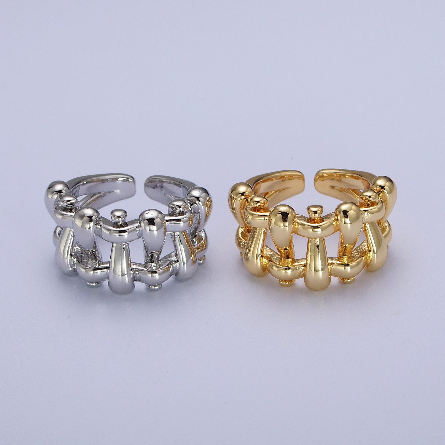 16K Gold Filled Minimalist Gold, Silver Bubble Wide Geometric Rings | O089 O090