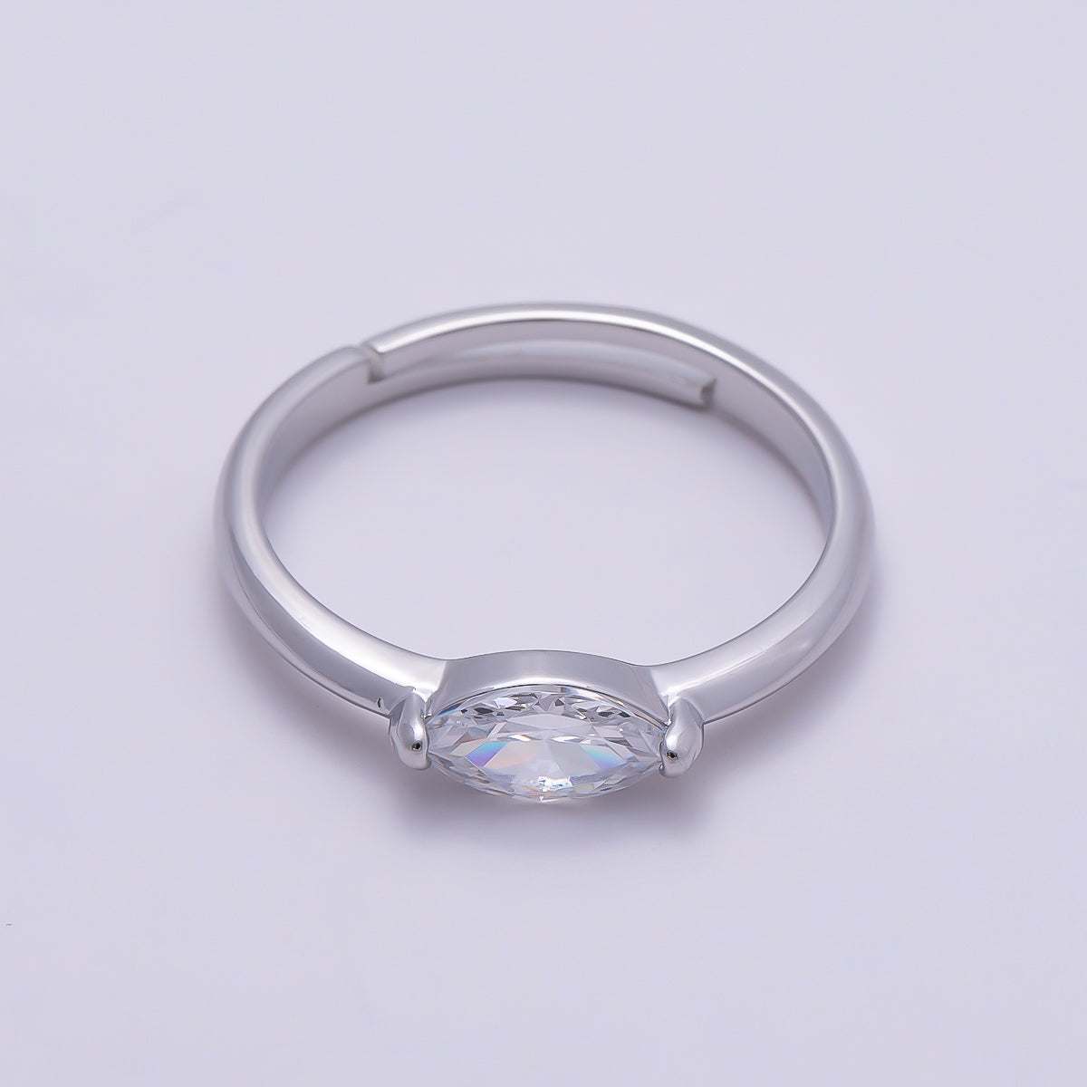 16K Gold Filled Clear CZ Marquise Mini Solitaire Adjustable Ring in Gold & Silver | Rings-00134 Rings-00135