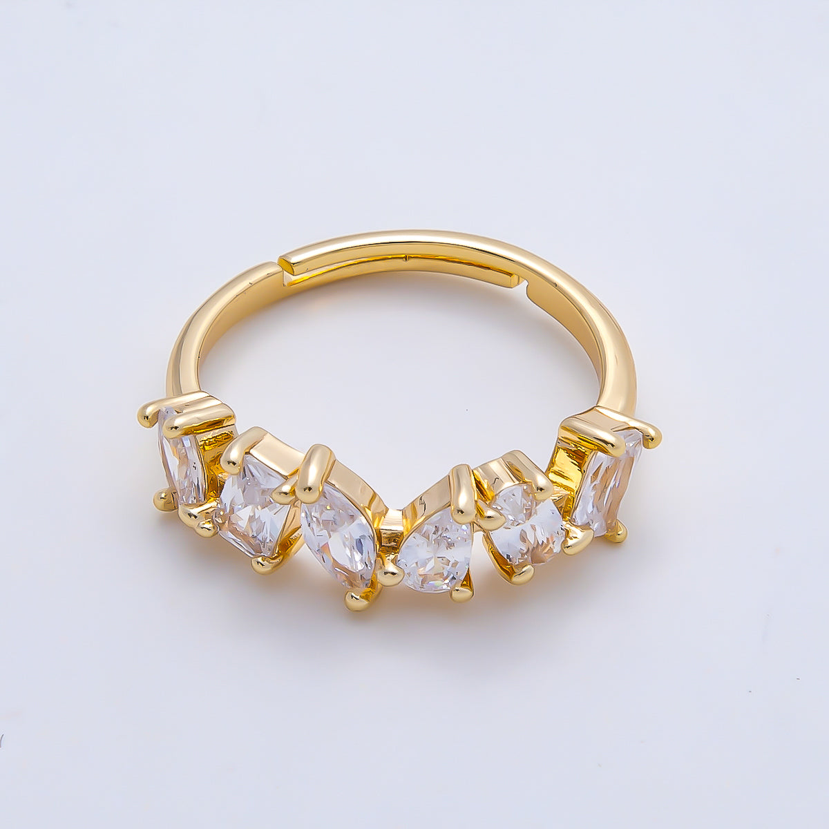 16K Gold Filled Clear CZ Multi Cluster Ring in Gold & Silver | Rings-00151 Rings-00152
