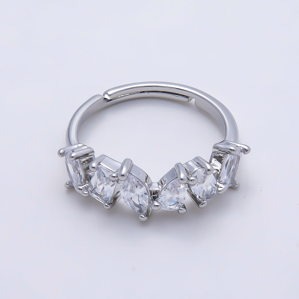 16K Gold Filled Clear CZ Multi Cluster Ring in Gold & Silver | Rings-00151 Rings-00152