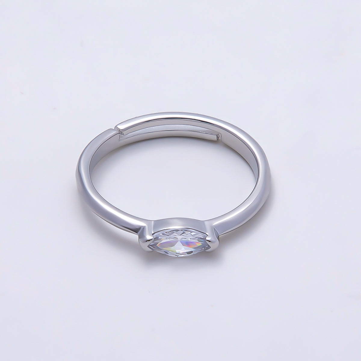 16K Gold Filled Clear Marquise CZ Minimalist Bezel Adjustable Ring in Gold & Silver | Rings-00161 Rings-00162
