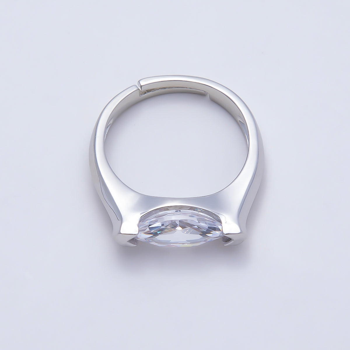 16K Gold Filled Clear CZ Marquise Prong Ring in Gold & Silver | Rings-00297 Rings-00298