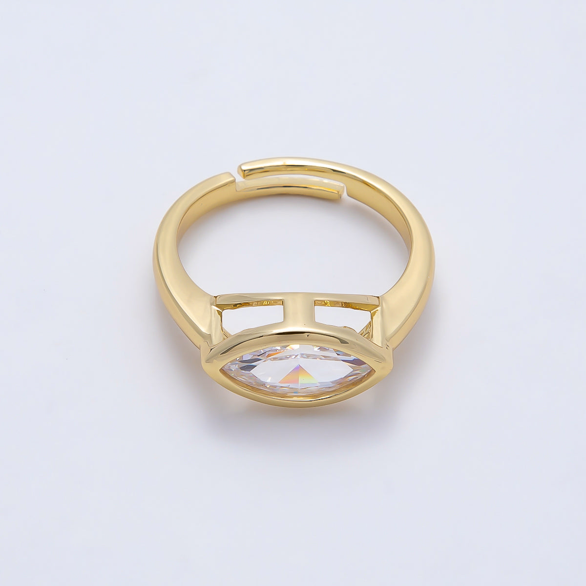 16K Gold Filled Clear CZ Marquise Bezel Ring in Gold & Silver | Rings-00299 Rings-00300