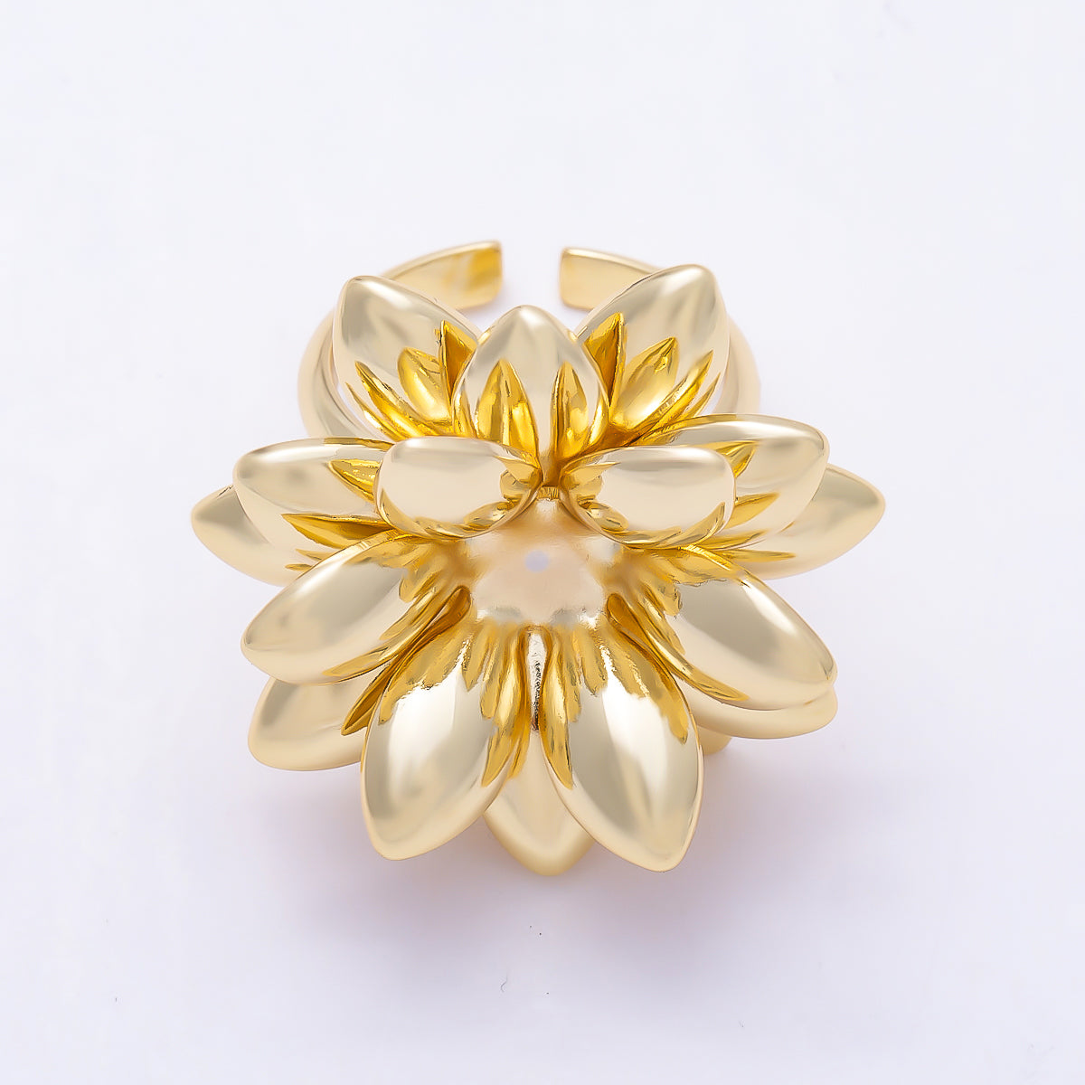 16K Gold Filled Minimalist Spiked Blooming Flower Ring | Rings-00306