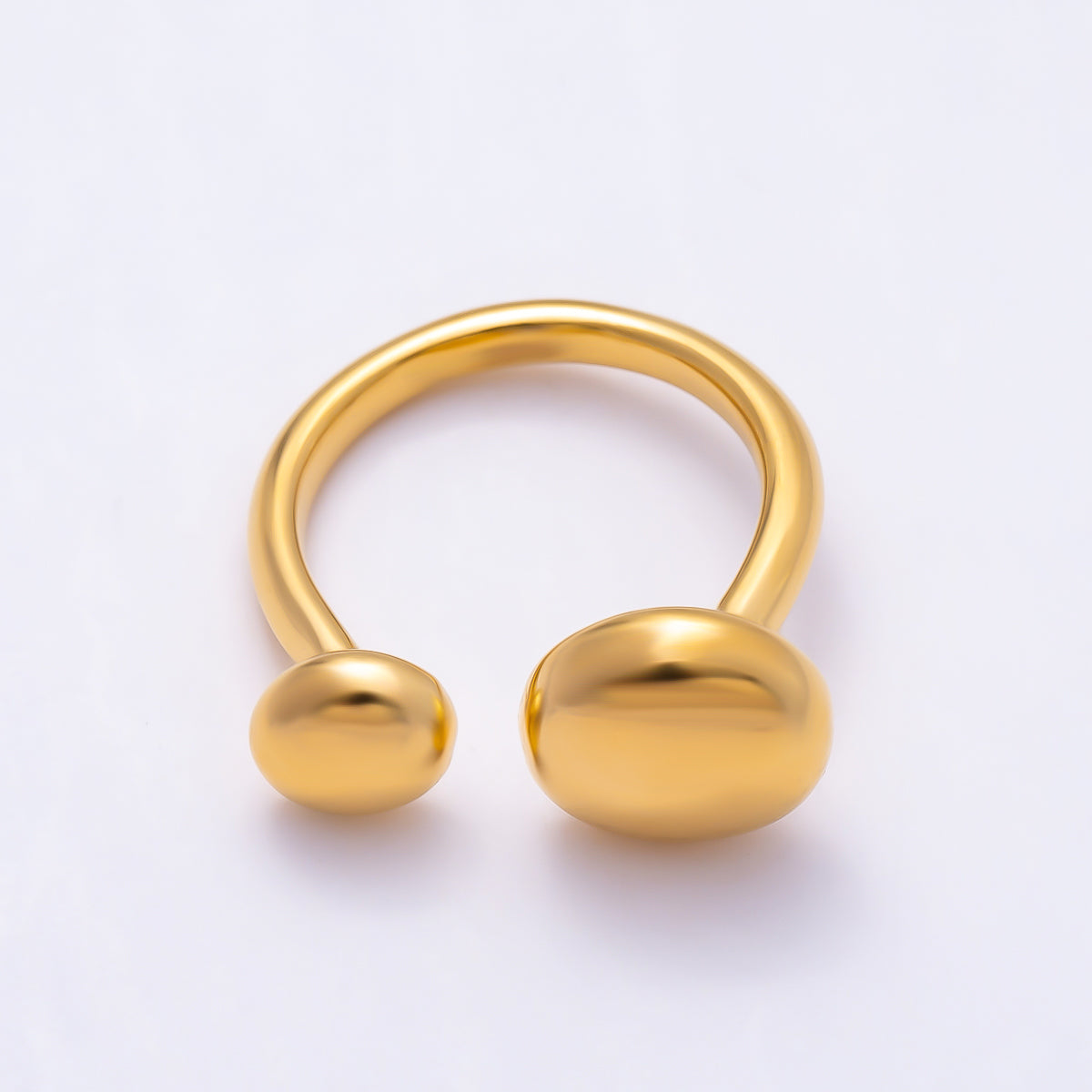 PVD Gold Stainless Steel Double Molten Round Minimalist Wrap Ring | Rings-00312