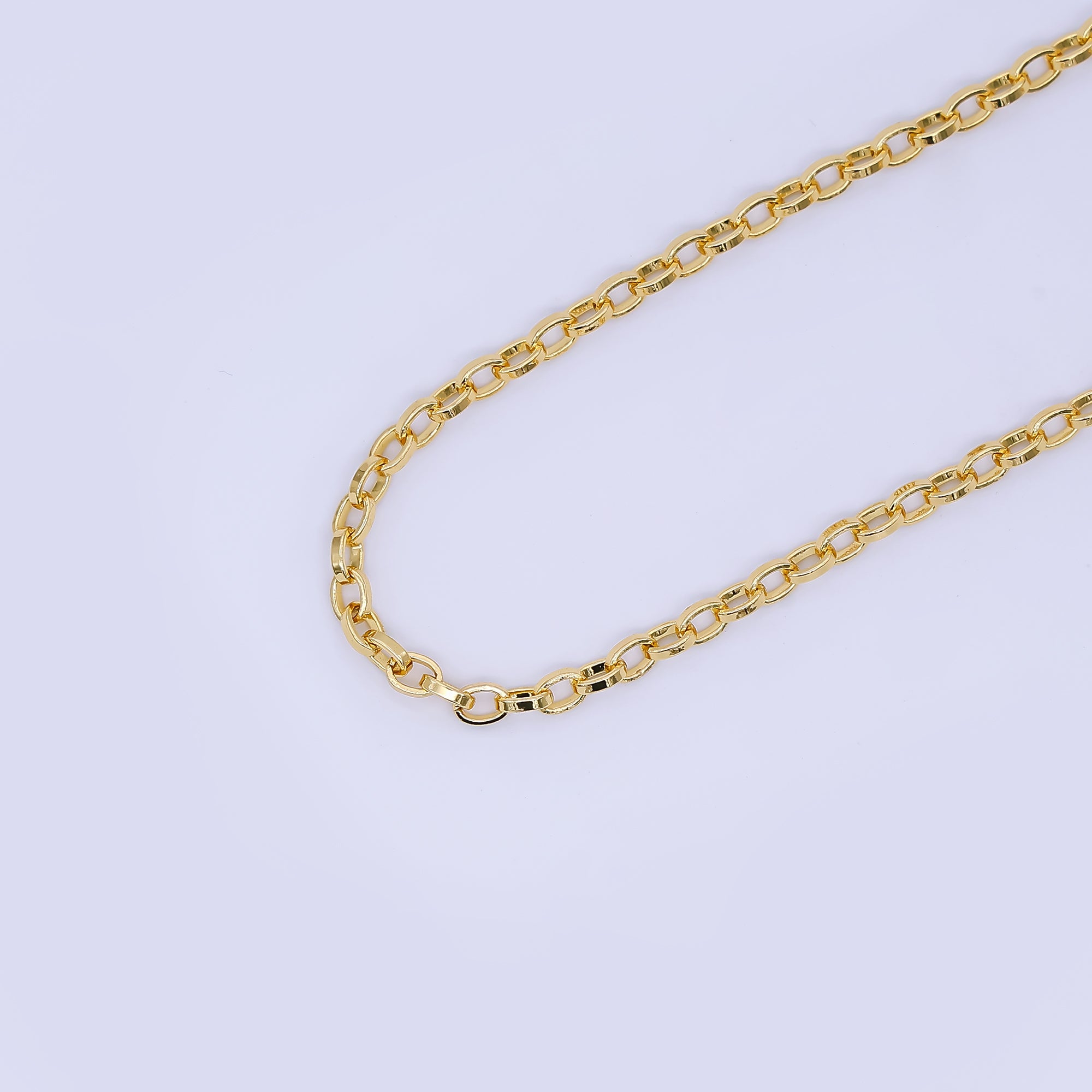 24K Gold Filled 3mm Minimalist Cable Unfinished Chain by Yard | Roll-1669