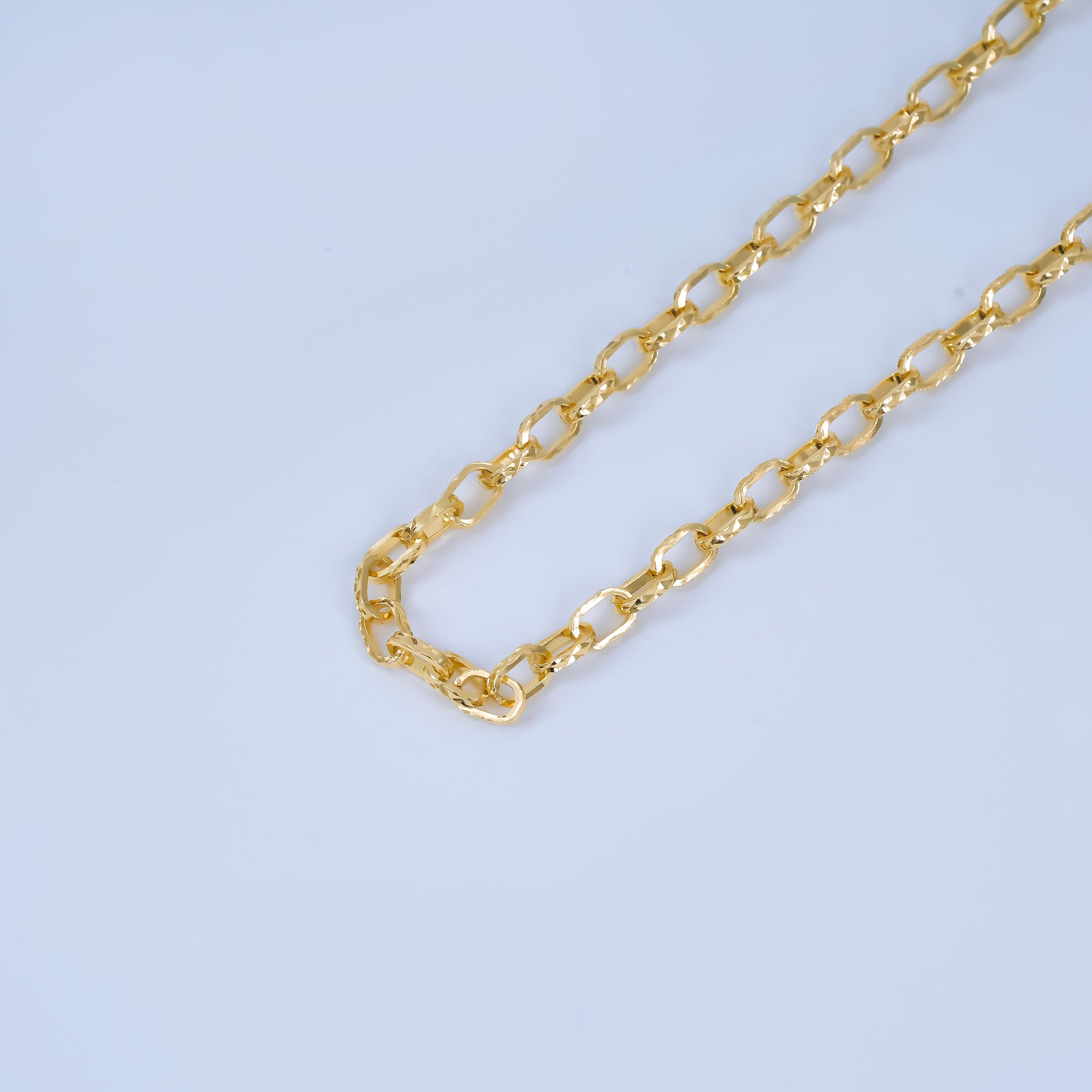 24K Gold Filled 5.4mm Hammered Texture Cable Unfinished Chain by Yard | ROLL-1670