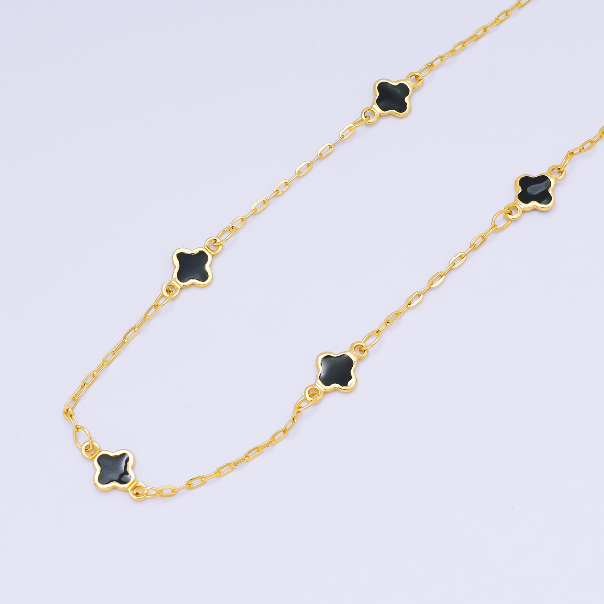 24K Gold Filled 1.5mm Enamel Lucky Clover Unfinished Satellite Chain by Yard | ROLL-1675 - ROLL-1678