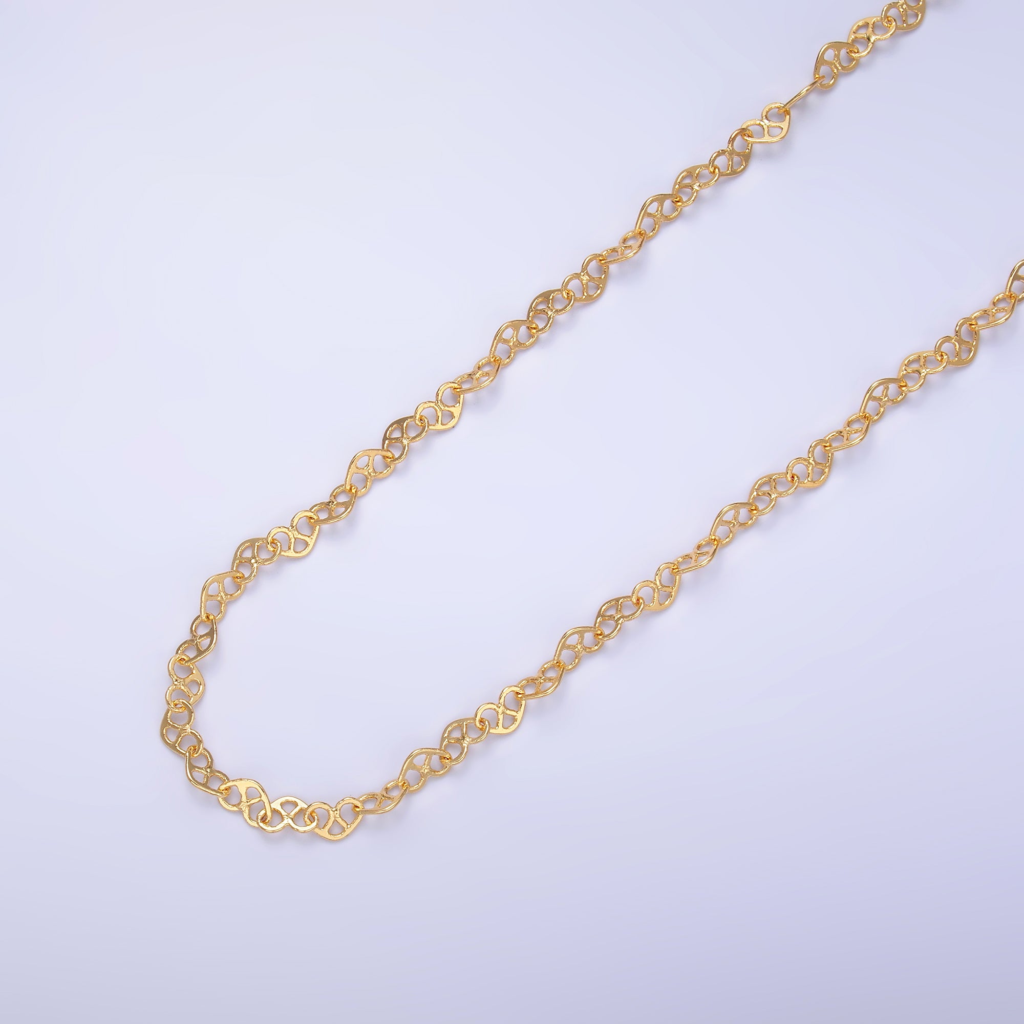 24K Gold Filled 4.2mm Upside Down Pretzel Bread Cable Unfinished Chain by Yard | ROLL-1685
