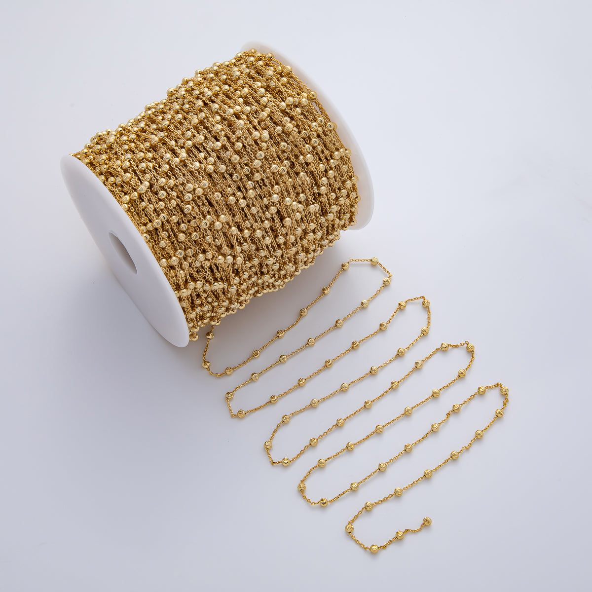 16K Gold Filled 3mm Ball Satellite Unfinished Chain by Yard | Roll-1765