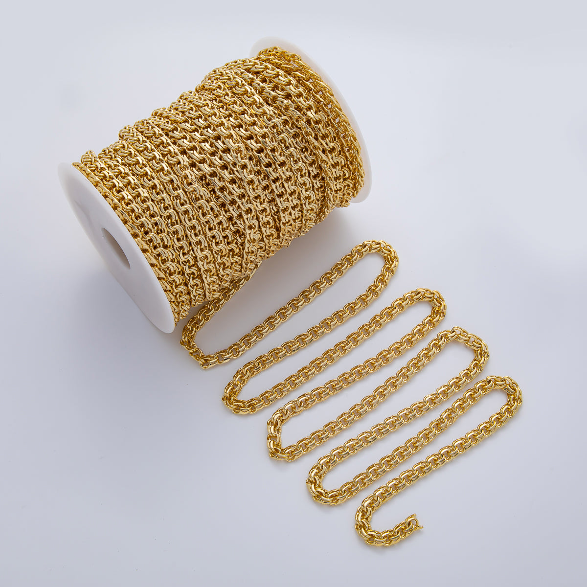 18K Gold Filled 7mm Geometric Multiple Intertwined Figure Eight Chain Unfinished Chain by Yard | Roll-1774