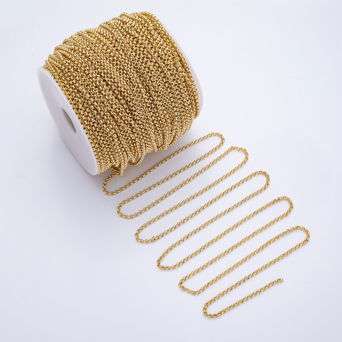 18K Gold Filled 3mm Minimalist Round Rolo Unfinished Chain by Yard | Roll-1806