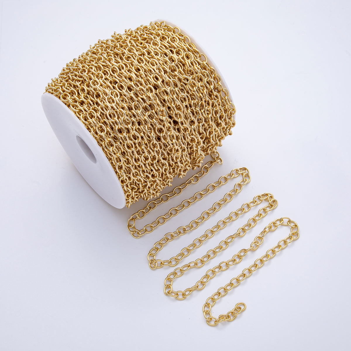 18K Gold Filled 6mm x 7.8mm Minimalist Cable Unfinished Chain by Yard | Roll-1809