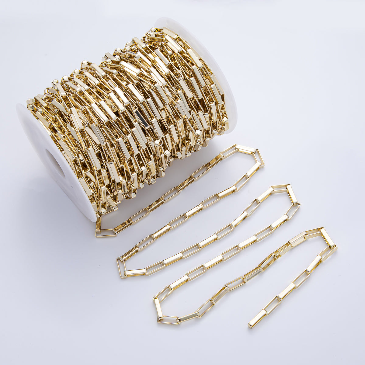 18K Gold Filled 15mm x 5mm Paperclip Unfinished Chain by Yard | Roll-1815