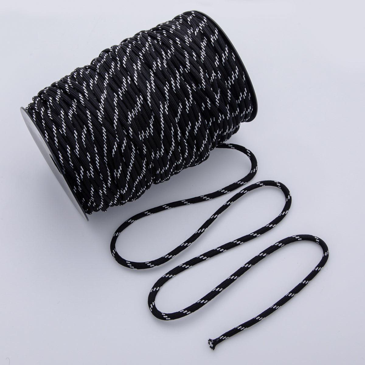 5mm Black & White Braided Summer Sport Cotton Cord Paracord Unfinished Chain by Yard | Roll-01825