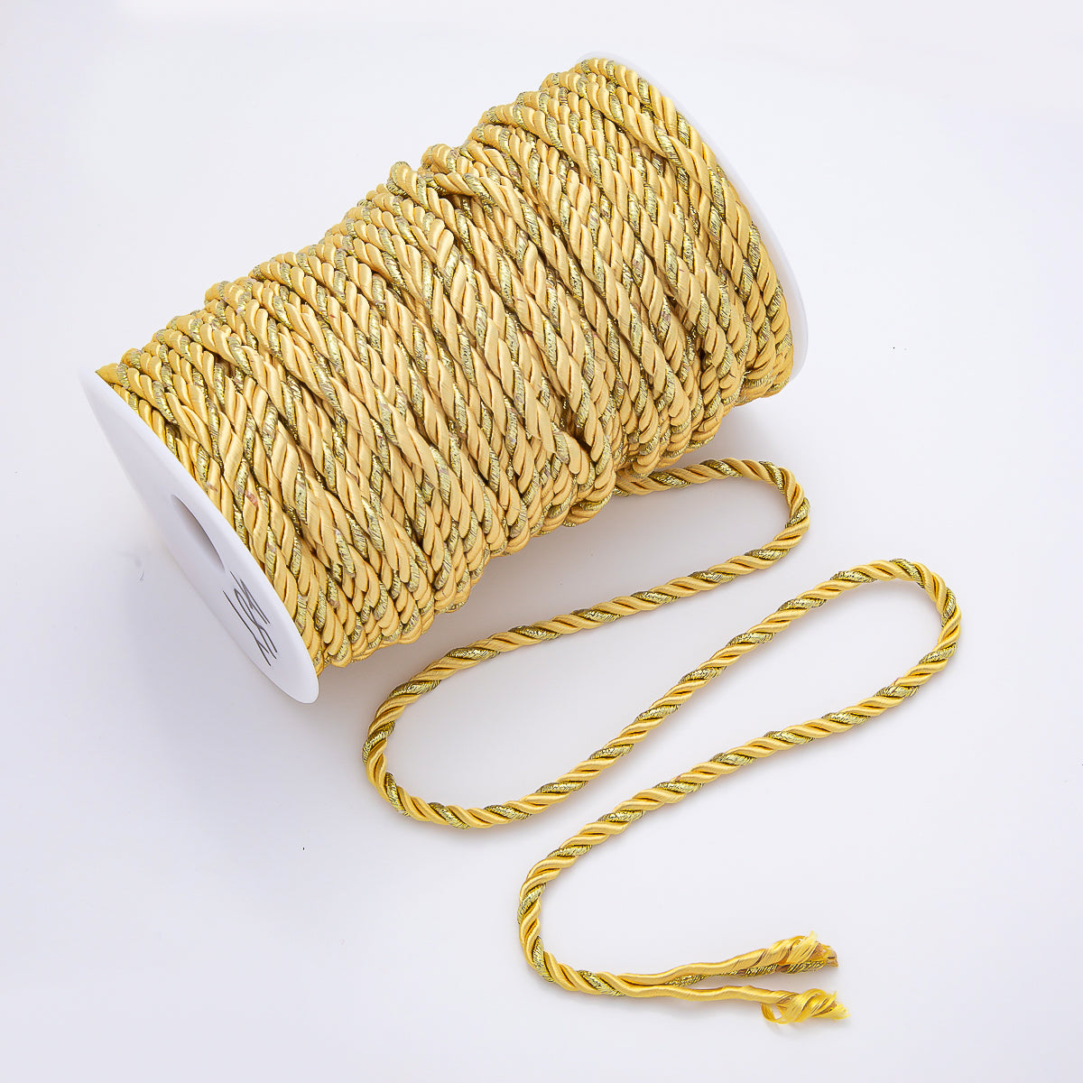 5mm Yellow Gold Twisted Summer Sport Cotton Fabric Paracord Unfinished Chain by Yard | Roll-01876