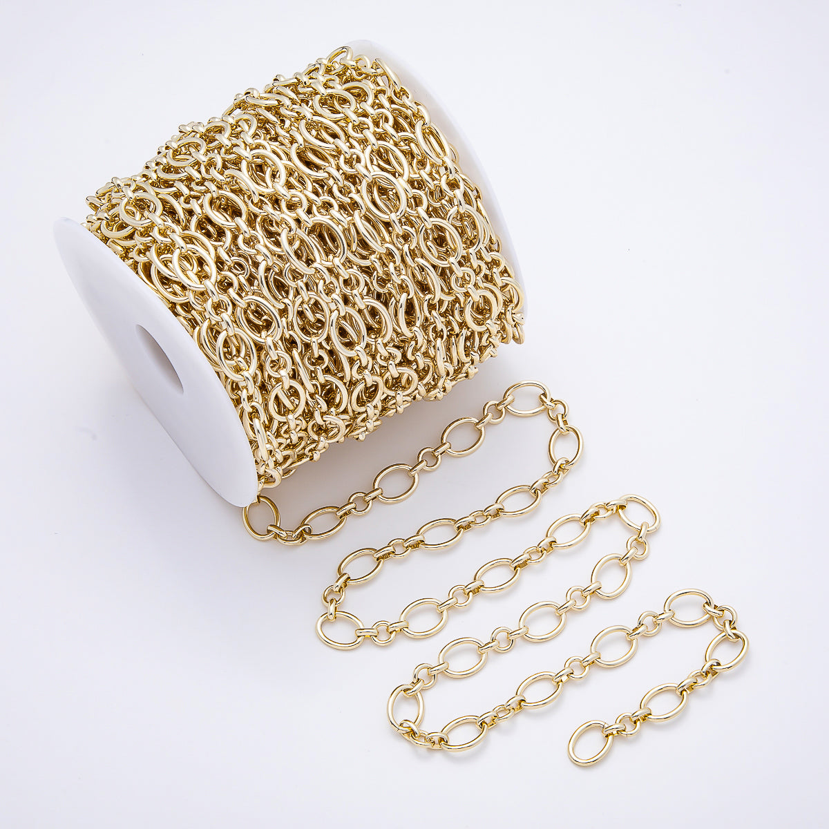 16K Gold Filled 10mm Minimalist Cable Unfinished Chain by Yard | Roll-01879