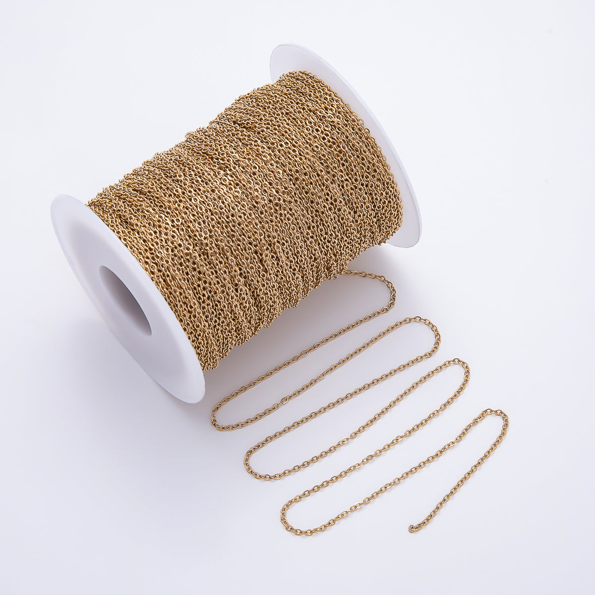 PVD Gold Stainless Steel 2mm Minimalist Cable Unfinished Chain by Yard | Roll-01890