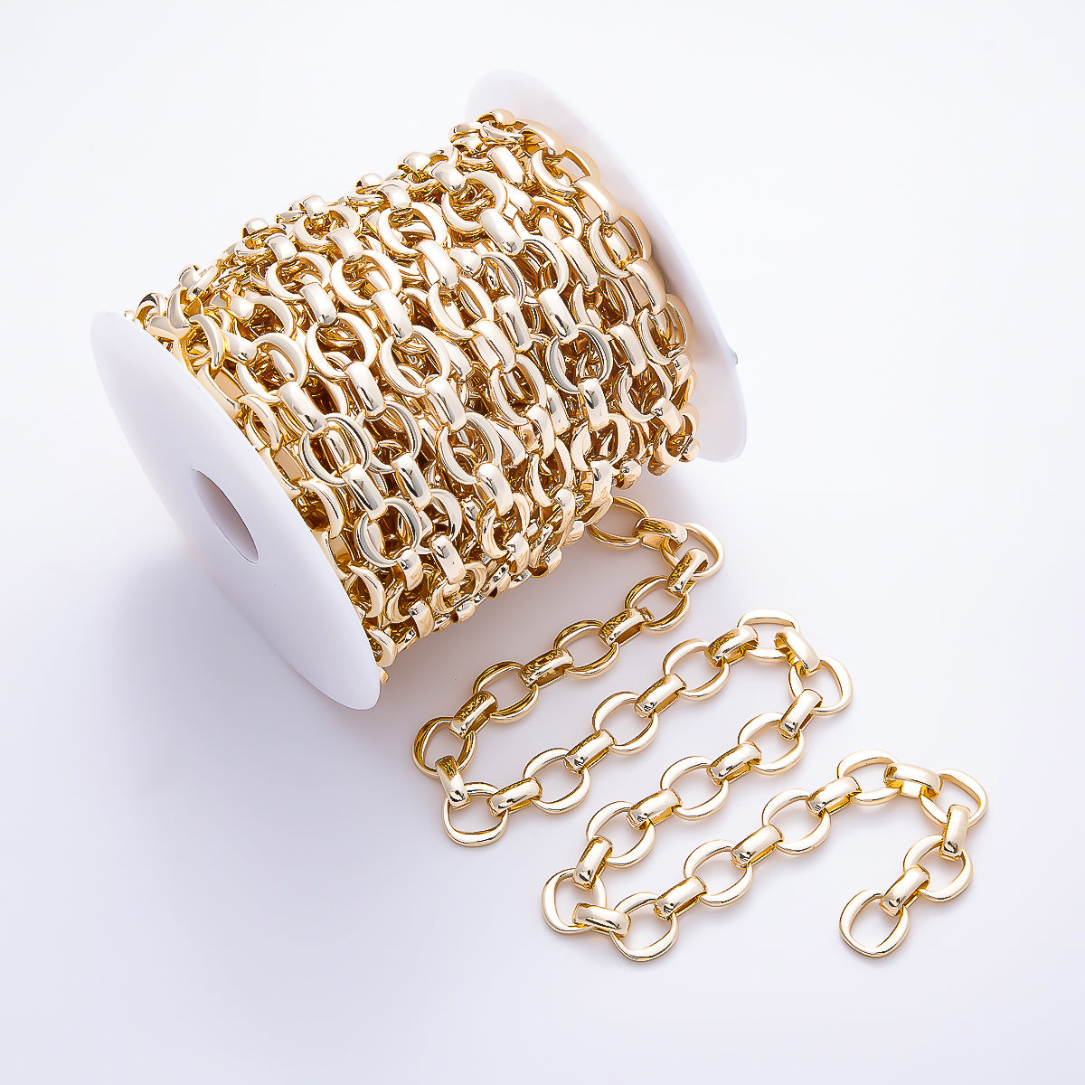 16K Gold Filled 11.5mm Edged Minimalist Cable Unfinished Chain by Yard | Roll-01898