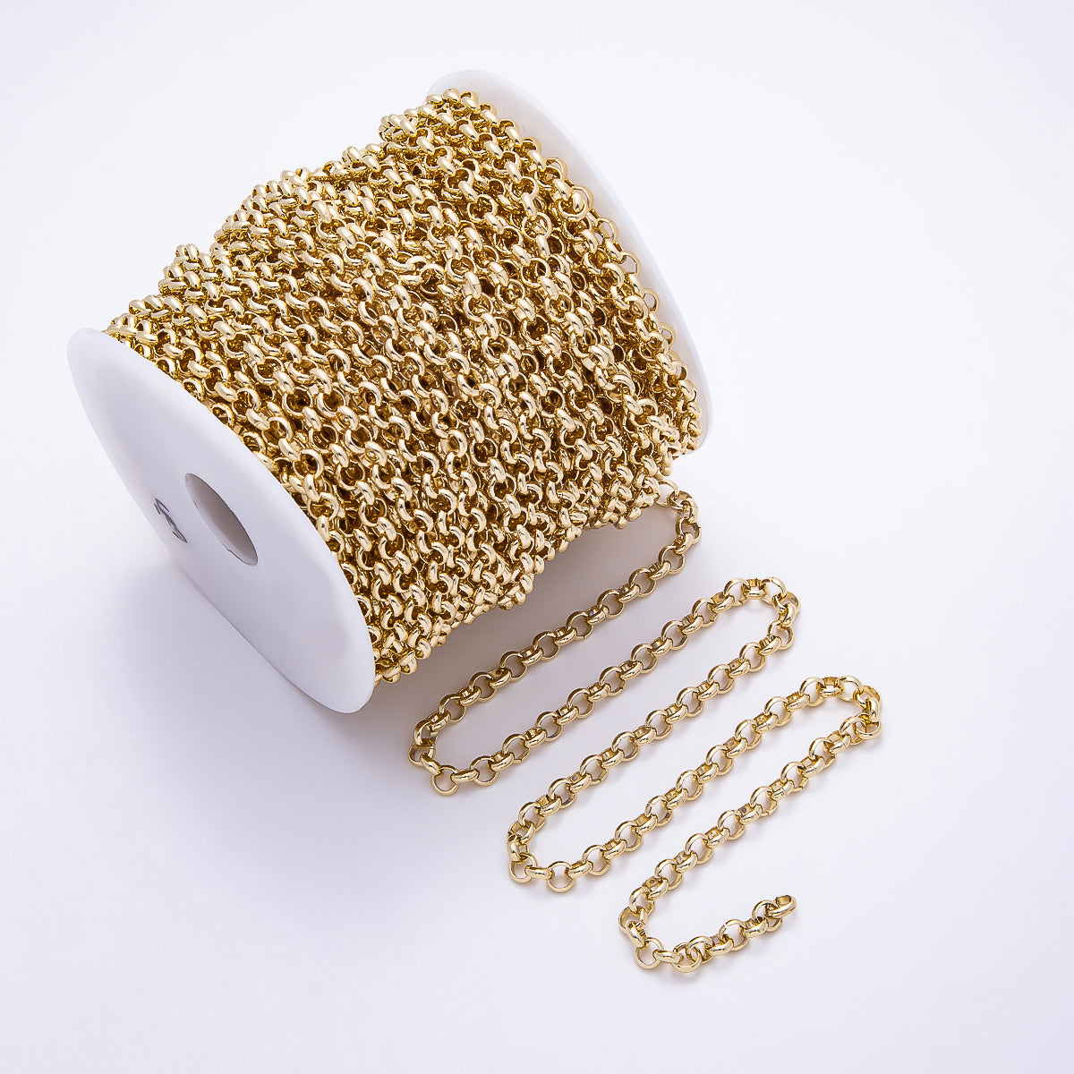 PVD Gold Stainless Steel 6mm Minimalist Round Rolo Unfinished Chain by Yard | Roll-01900