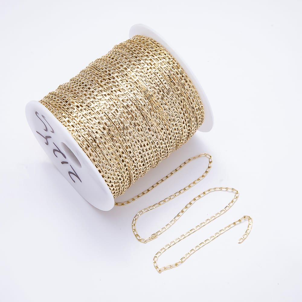 16K Gold Filled 5mm Elongated Oval Link Chain Unfinished Chain by Yard | Roll-01911