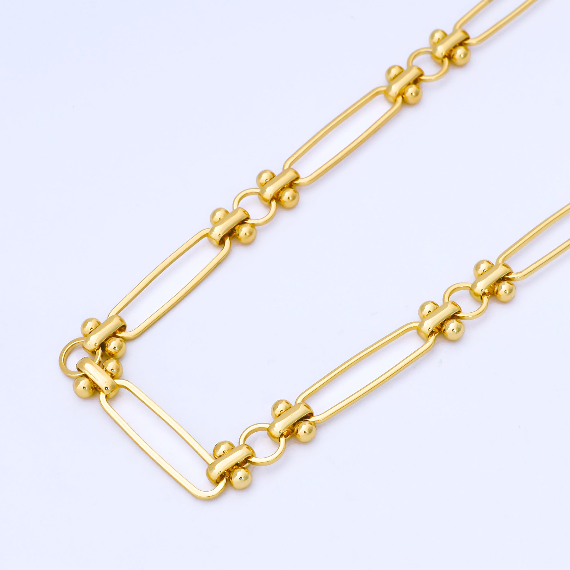 24K Gold Filled 6mm Bead Paperclip Unfinished Chain by Yard | Roll-1995