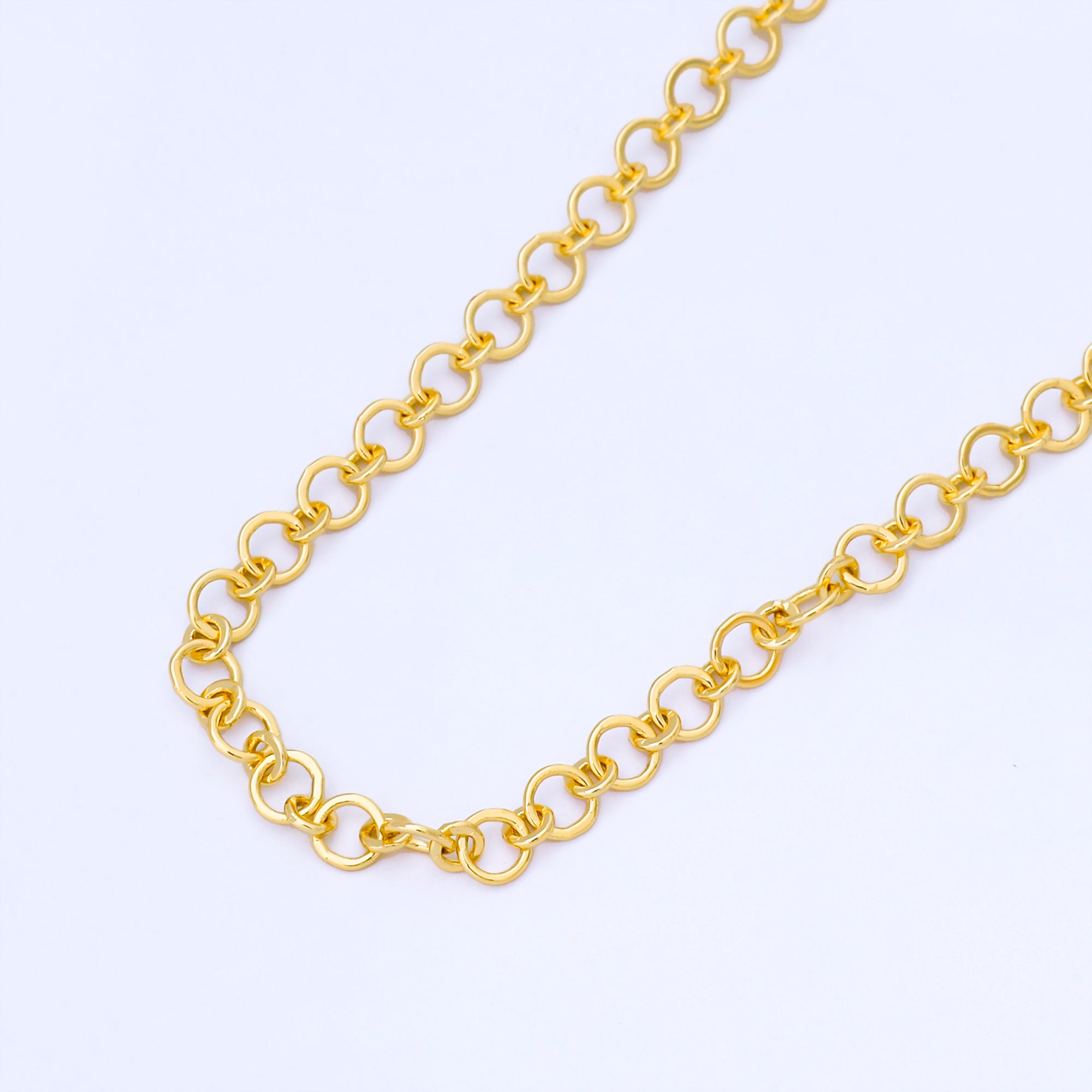 24K Gold Filled 4mm Minimalist Round Rolo Unfinished Chain by Yard | Roll-1997