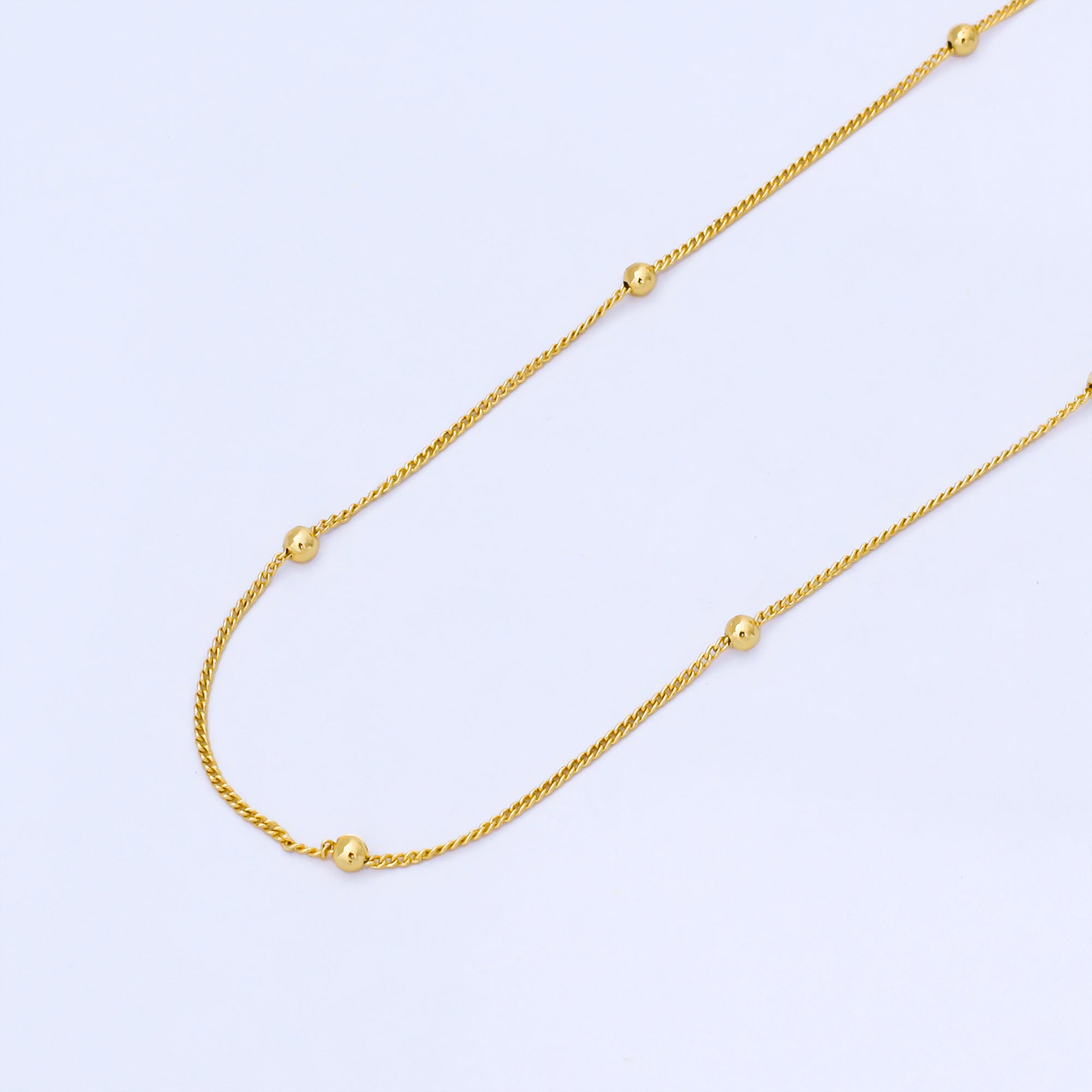24K Gold Filled 2mm Satellite Curb Unfinished Chain by Yard | Roll-1998