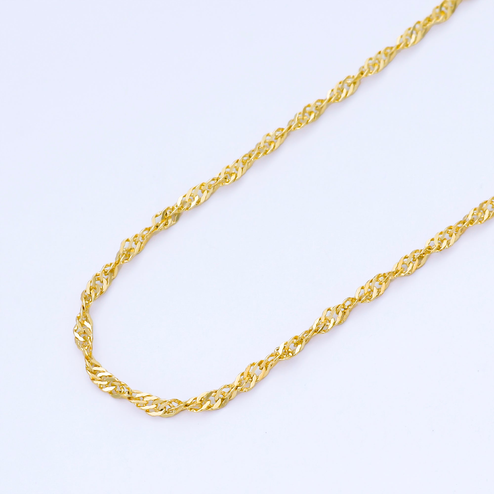24K Gold Filled 2mm Minimalist Twisted Singapore Unfinished Chain by Yard | Roll-2005
