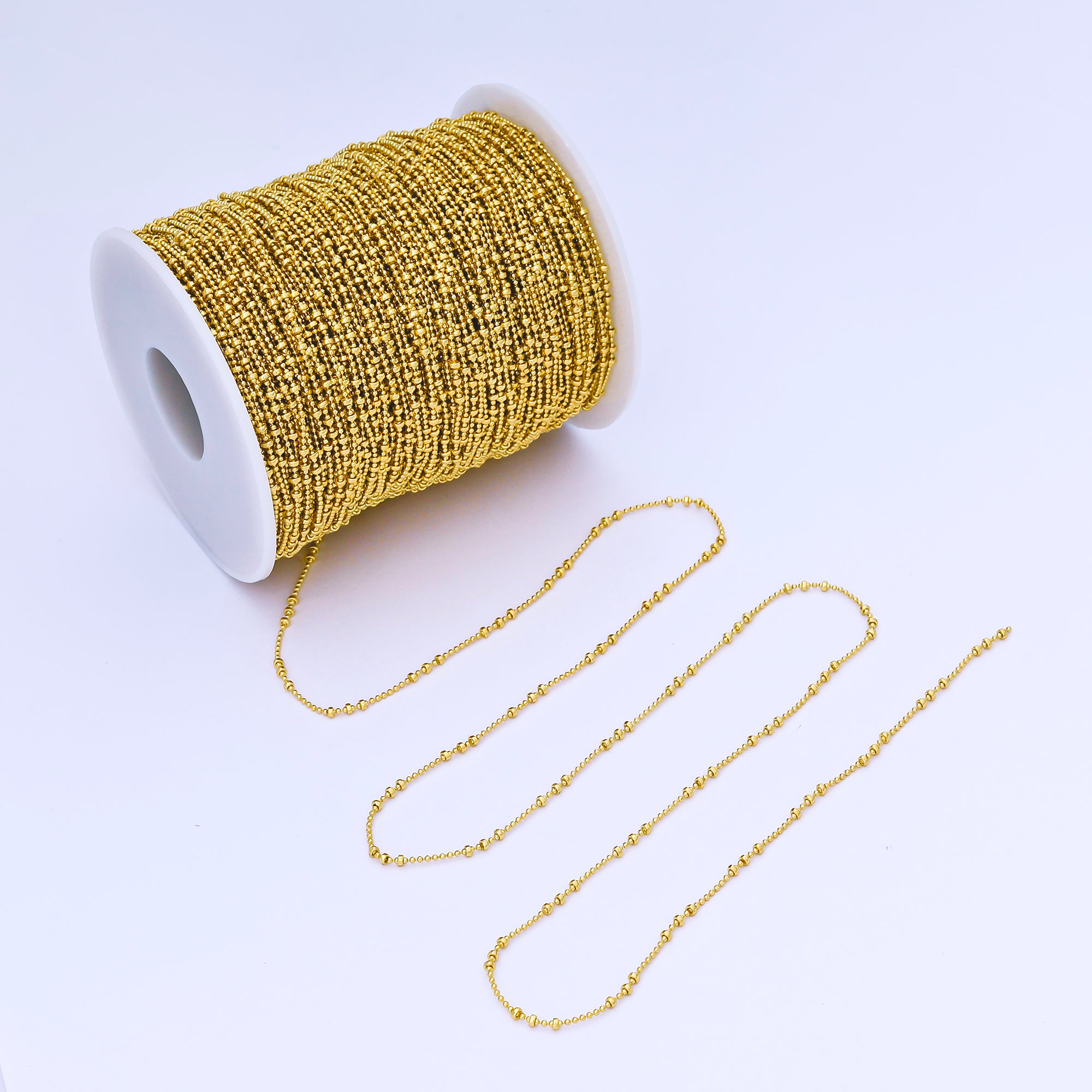 24K Gold Filled 2mm Bead Satellite Unfinished Chain by Yard | Roll-2022