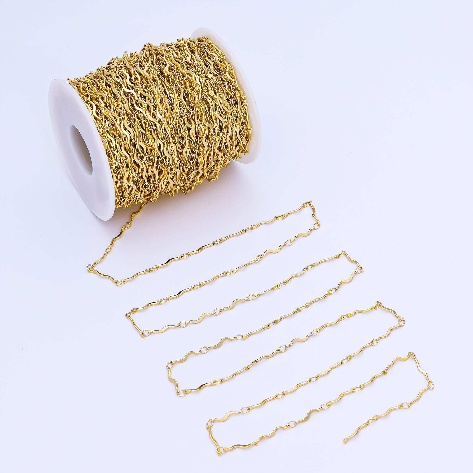 24K Gold Filled 1.7mm Curved S-Link Unfinished Chain by Yard | Roll-2024