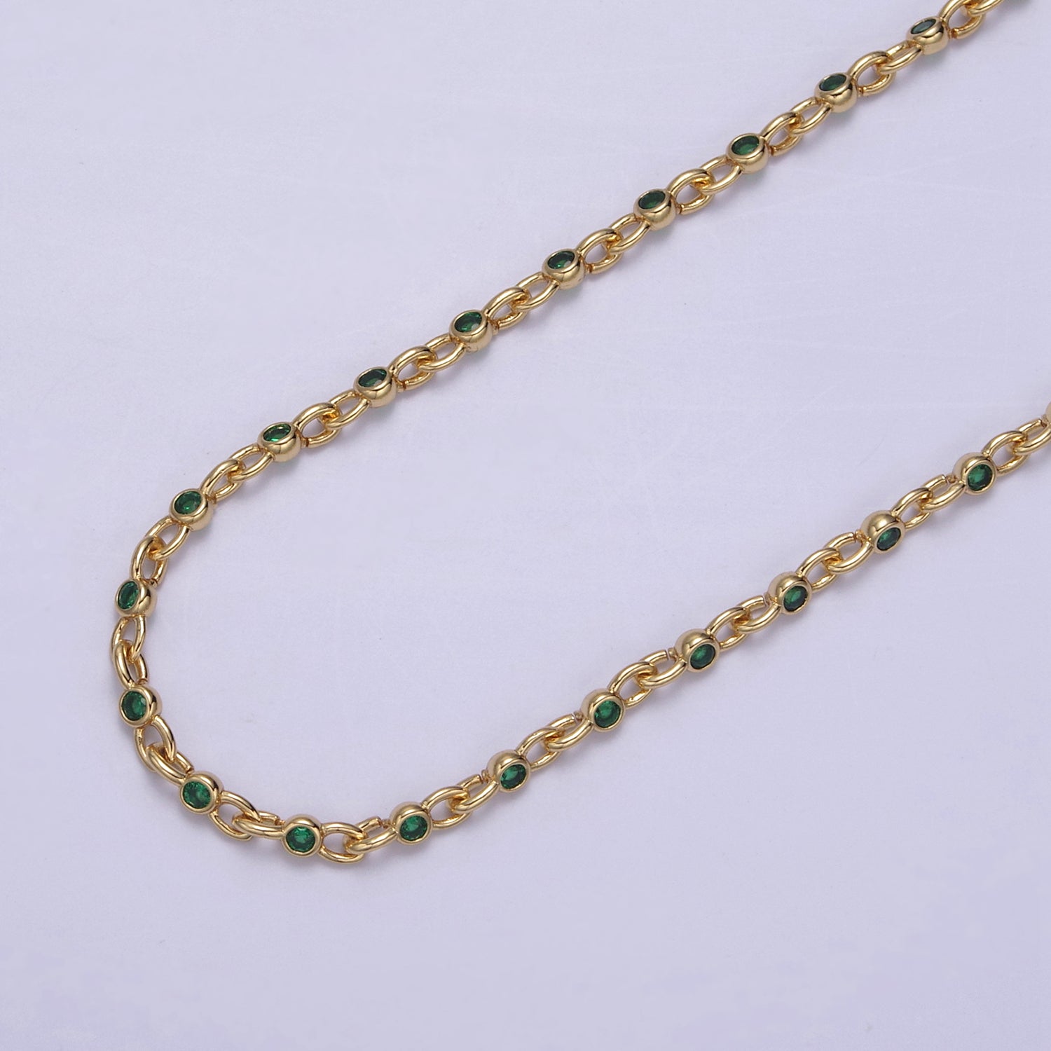 Precio de liquidación BLOWOUT Mini cadena rellena de oro de 24 k Cadena redonda CZ por pie/yarda Cadena a granel Cadenas cúbicas con corte de bisel redondo Cadena CZ de 2,5 mm Rollo sin soldar-750 751 752 753