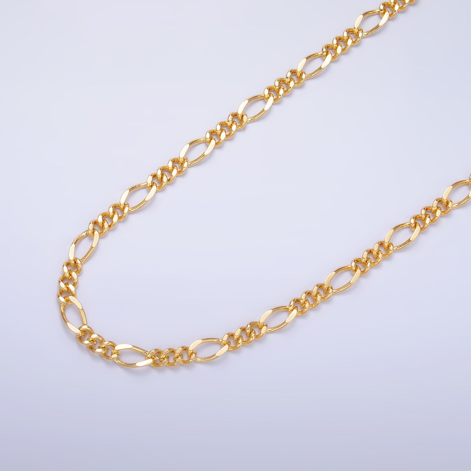 24K Gold Filled Gold Silver Figaro Unfinished Chain, Dainty Figaro Wholesale Chain by Yard For Jewelry Making Supply Component | ROLL-631, ROLL-632 Clearance Pricing