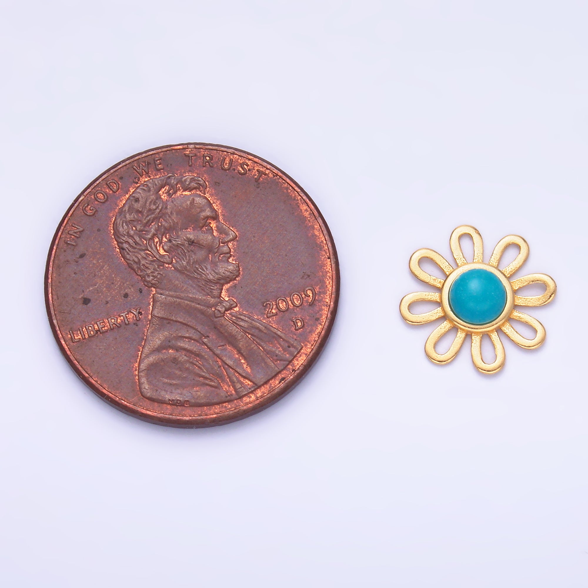 S925 Sterling Silver Turquoise Sunflower Connector in Gold & Silver | SL-628