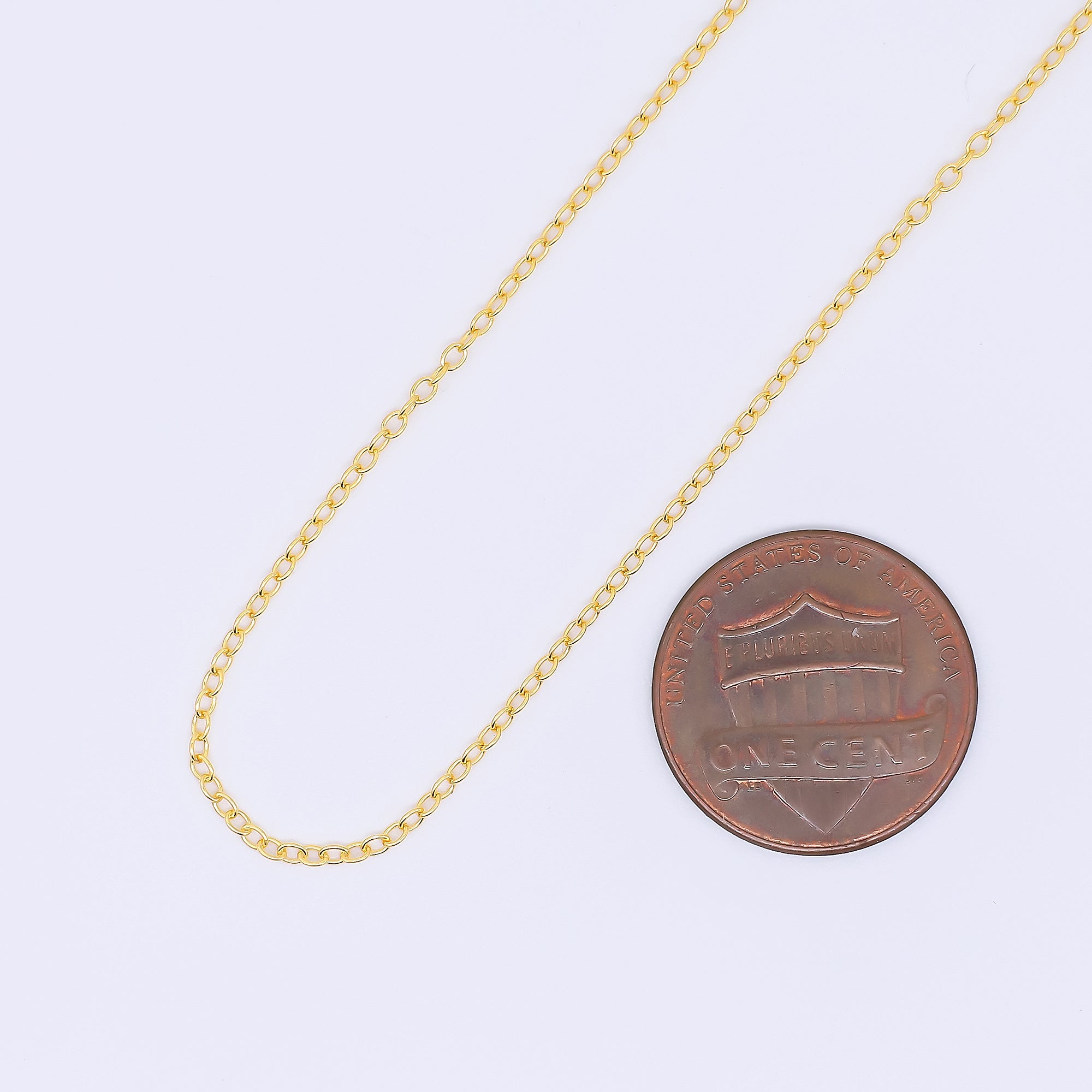 24K Gold Vermeil S925 1.4mm Dainty Classic Cable Chain 18 Inch Necklace | WA-3245