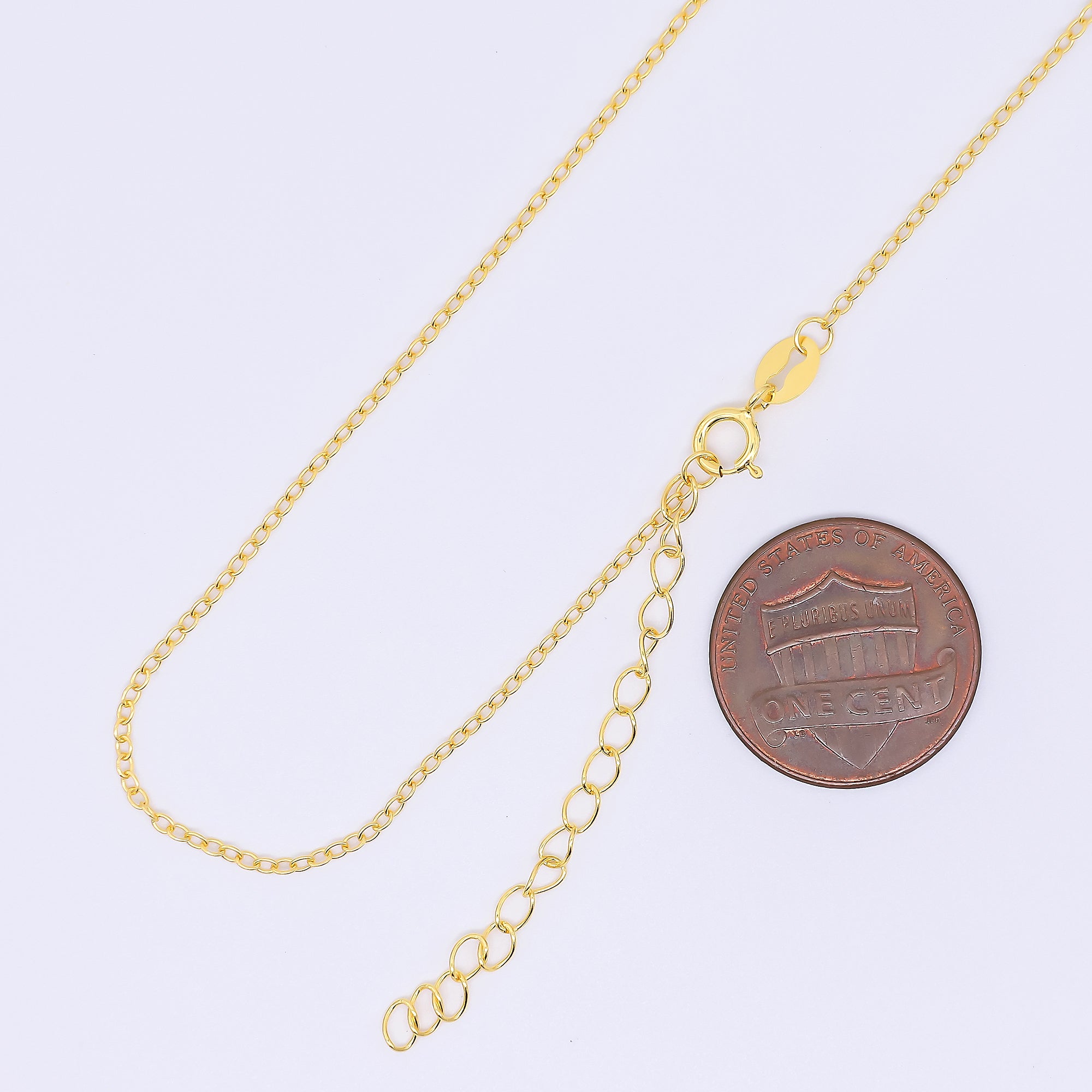 24K Gold Vermeil S925 1.4mm Dainty Classic Cable Chain 20 Inch Necklace | WA-3246