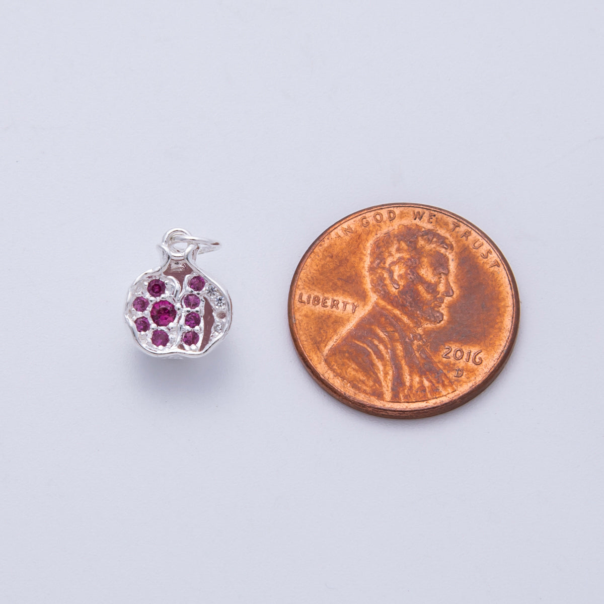 S925 Sterling Silver 11mm Micro Paved CZ Pomegranate Charm | SL-710