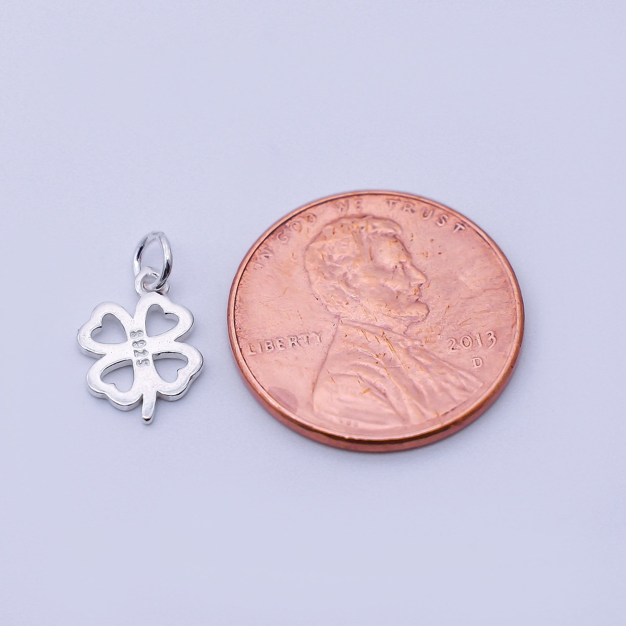 S925 Sterling Silver 11mm Minimalist Clover Flower Charm | SL-701