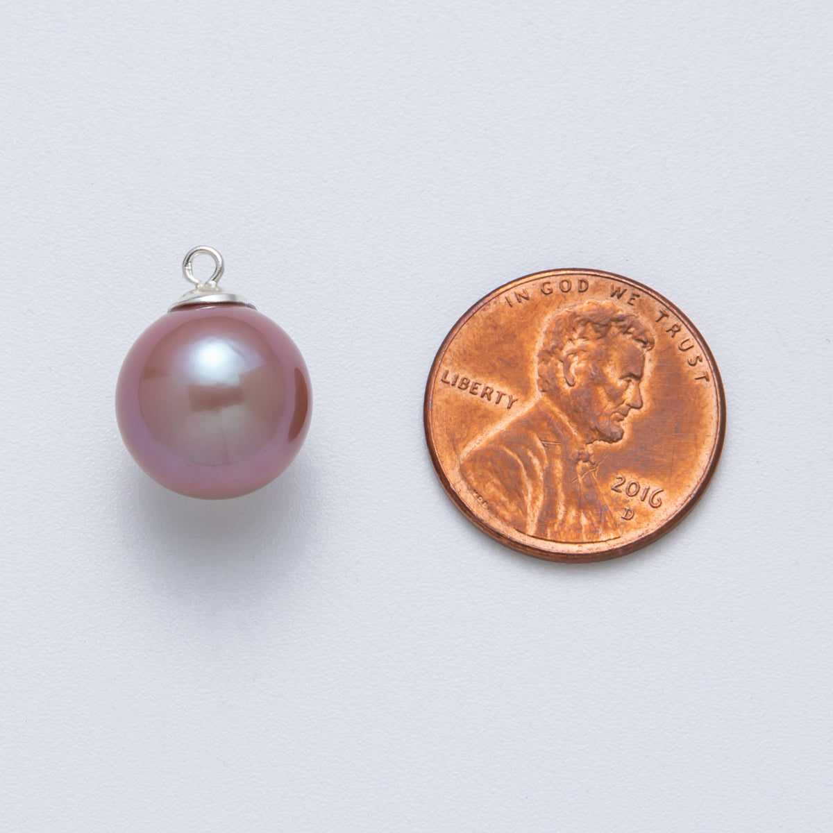 S925 Sterling Silver 16mm Pink, Purple Round Shell Pearl Charm | SL-708 SL-709