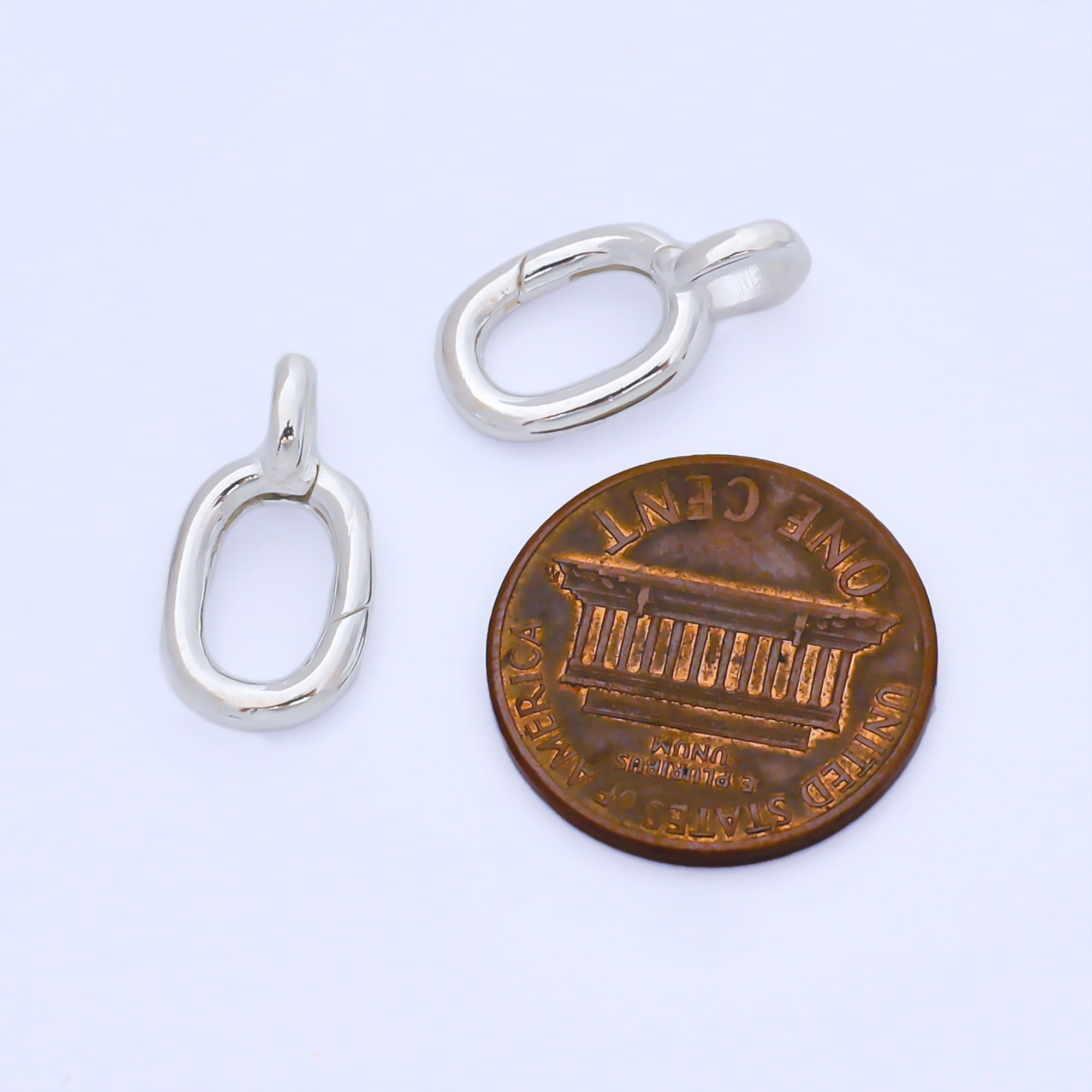 S925 Sterling Silver 17mm Minimalist Oval Push Gate Clasp Open Loop Closure Finding | SL-698