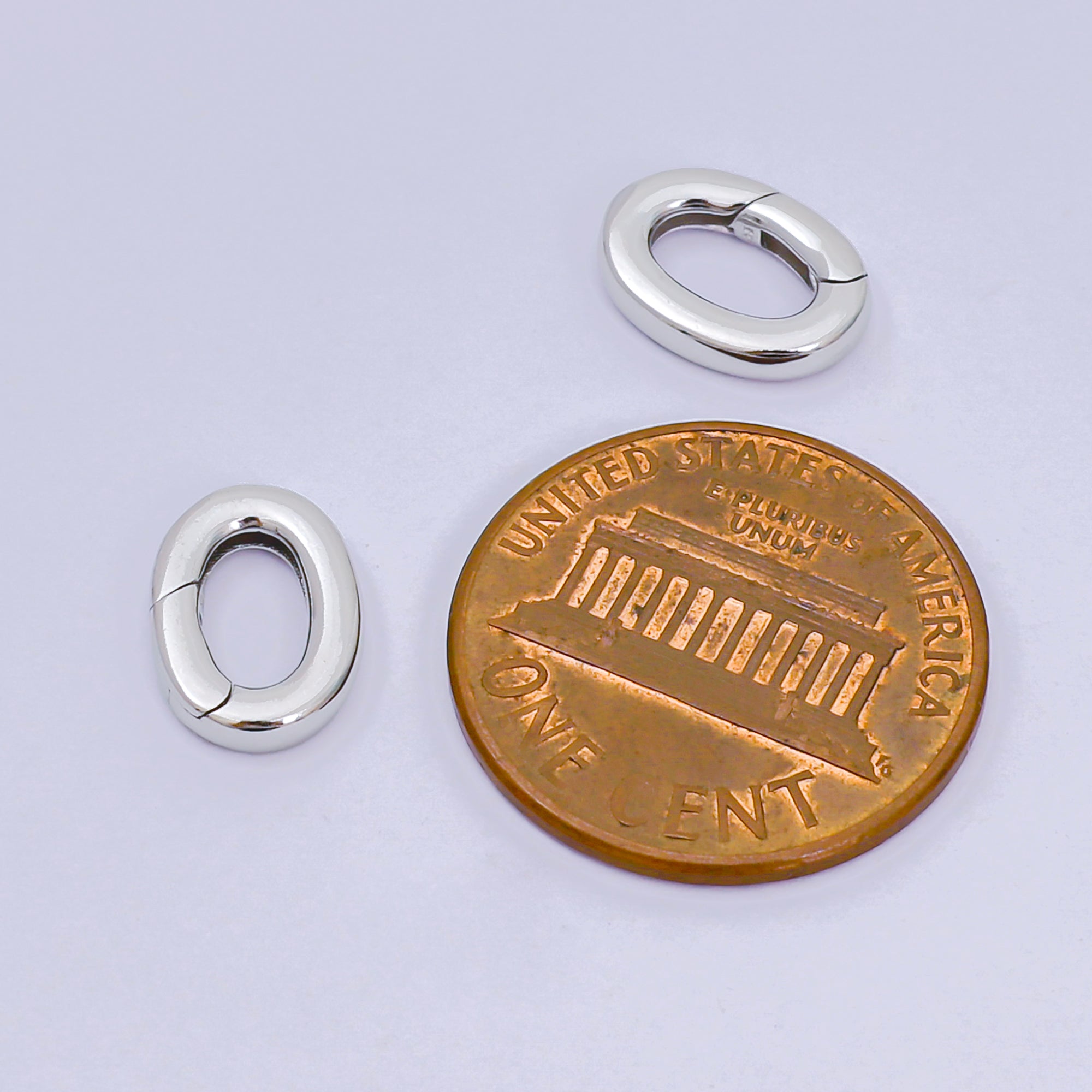 S925 Sterling Silver Push Gate Oval Clasp Closure Finding Supply | SL-674
