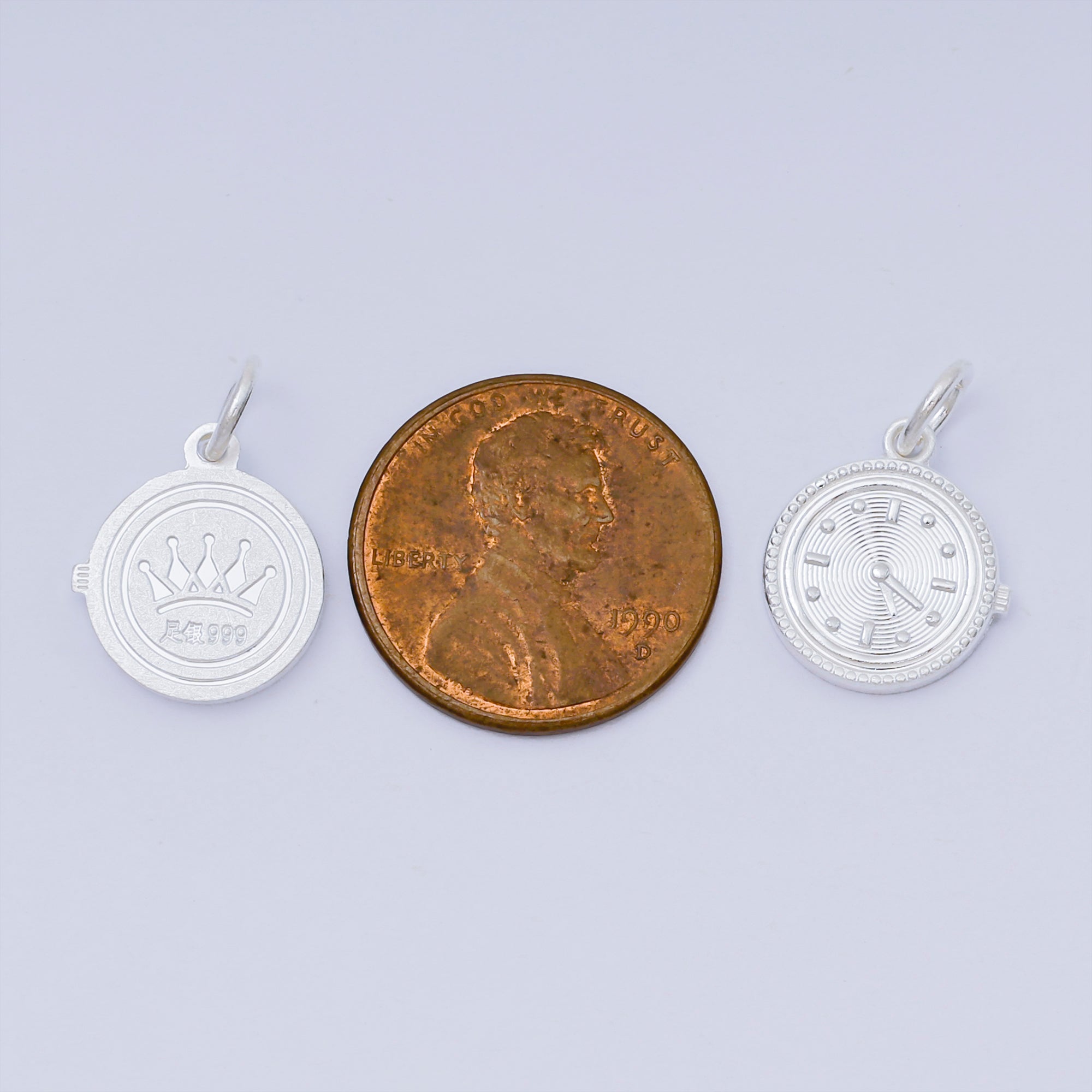 S925 Sterling Silver Round Mini Clock Watch Dainty Charm | SL-653