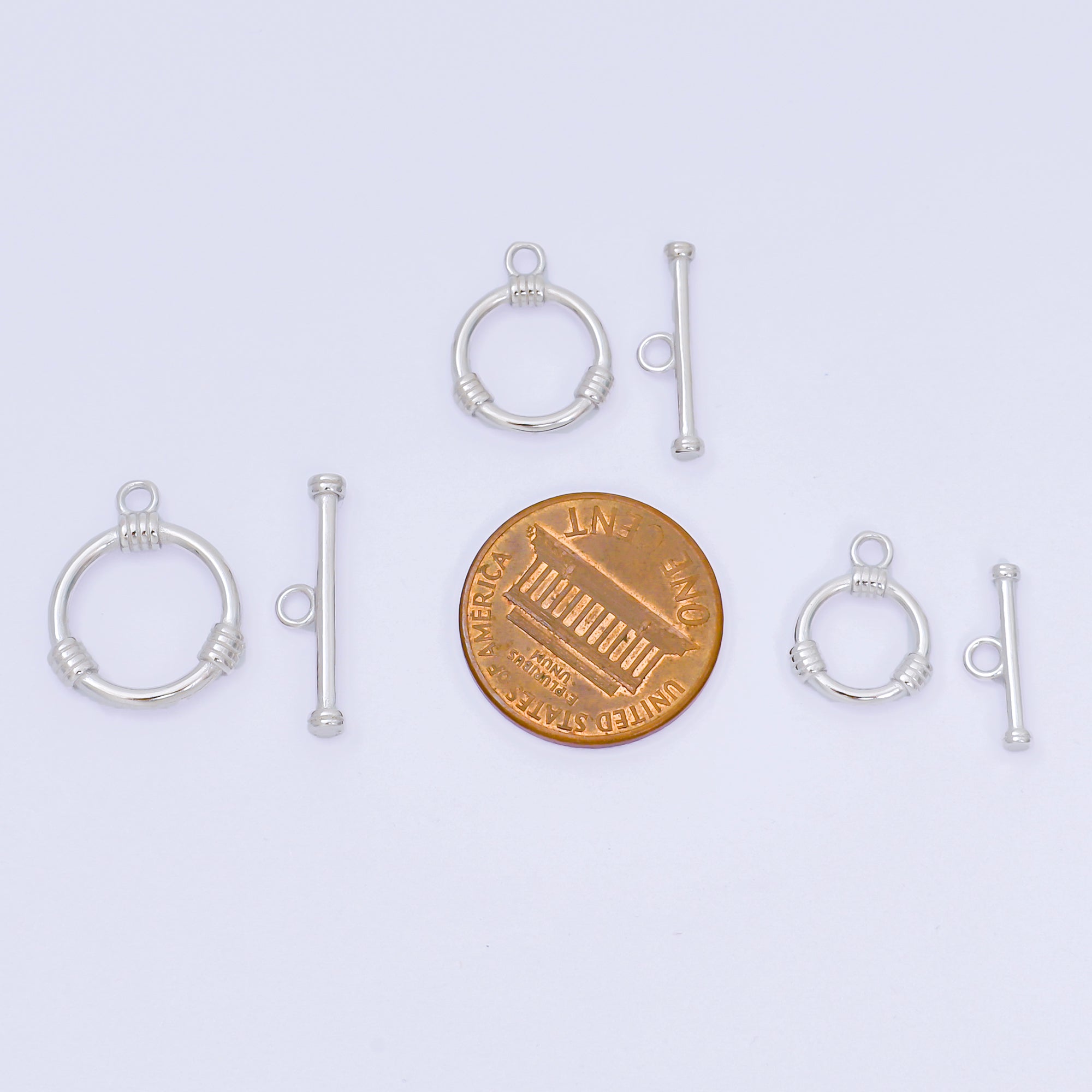 S925 Sterling Silver OT Clasp 3 Stripes Dainty Toggle Clasps Closure Finding | SL-675 - SL-677