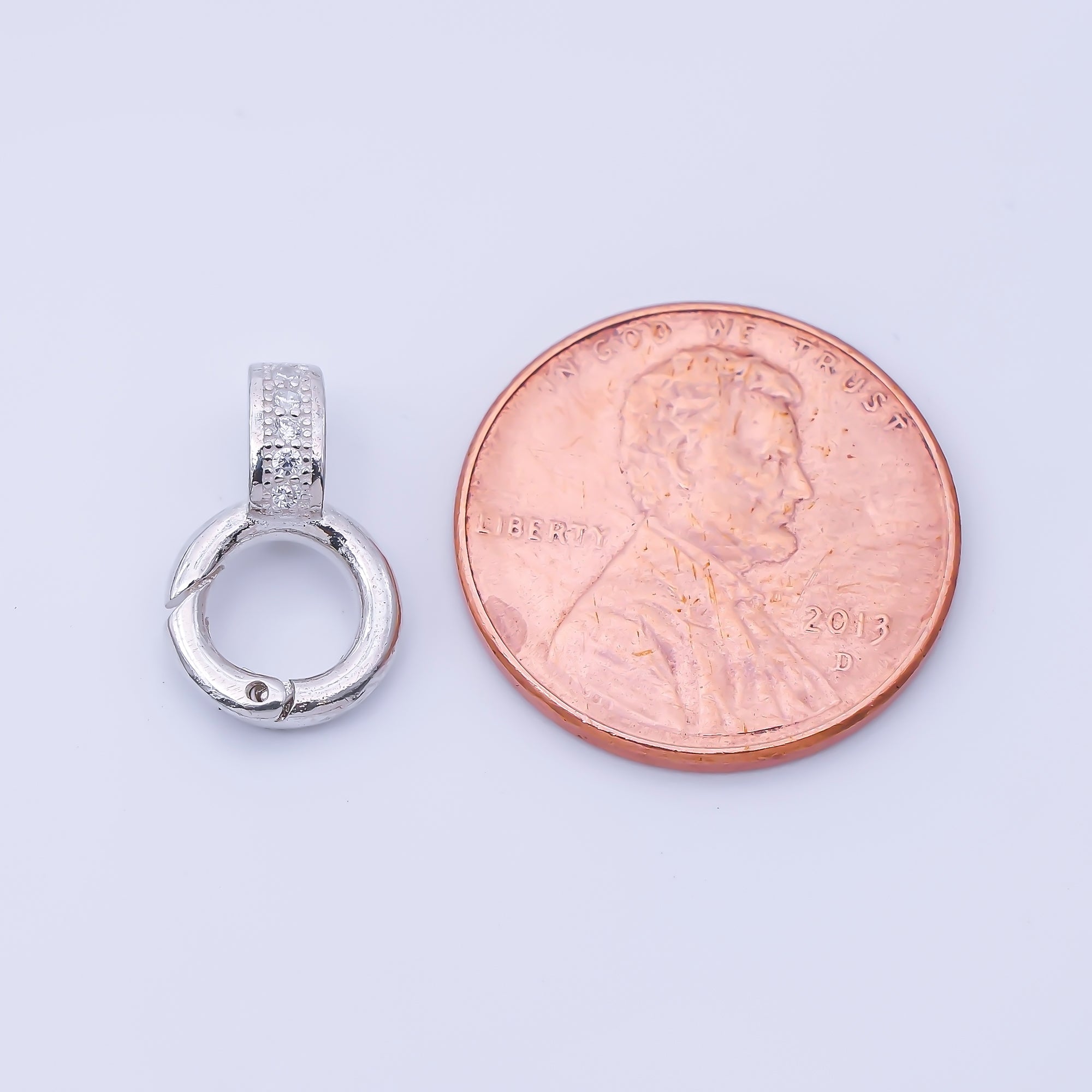 S925 Sterling Silver 14mm Micro Paved CZ Push Gate Circular 8 Geometric Enhancers Finding | SL-700