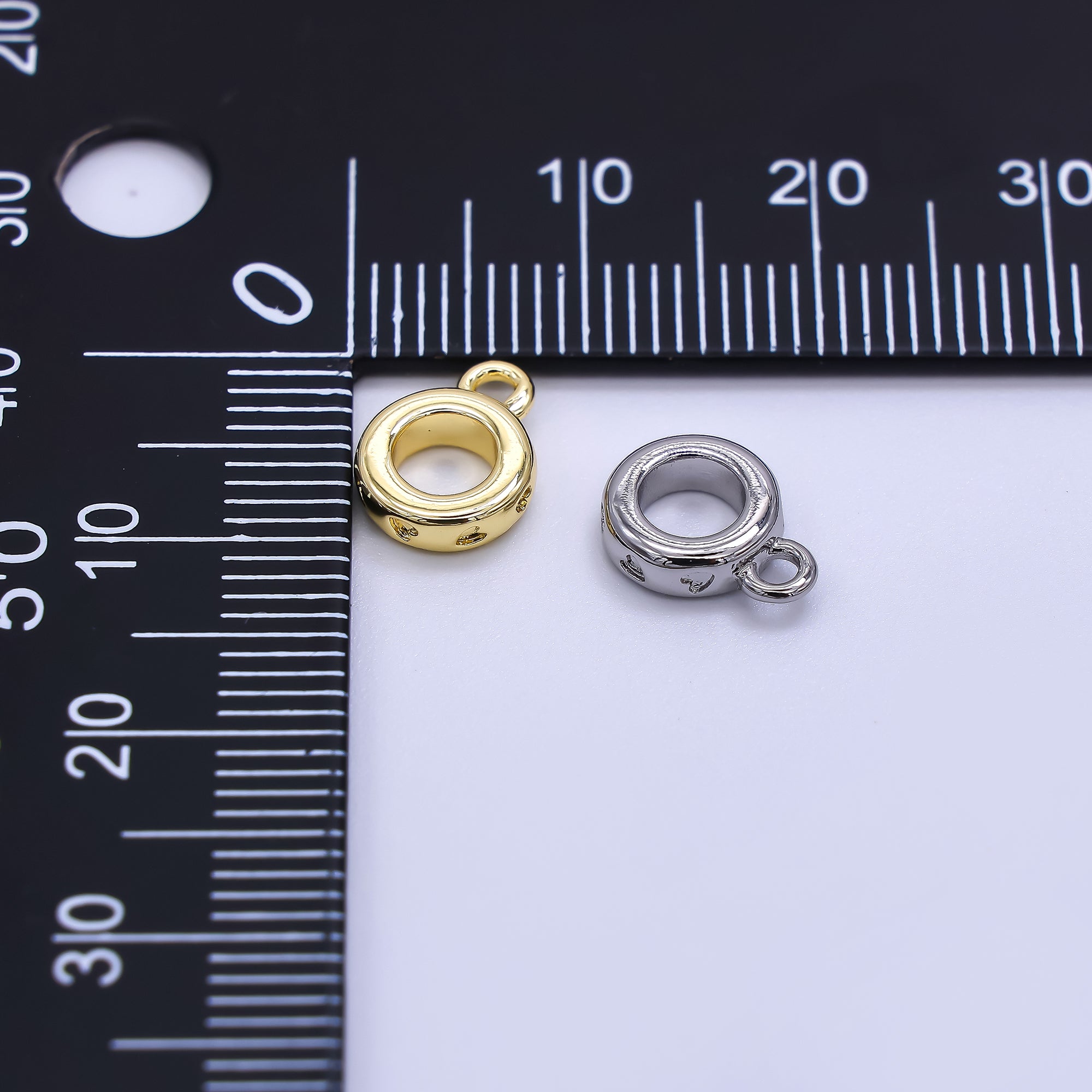 24K Gold Filled 10mm Round Heart & Love Bail Pendant Charm Holder Rhondelle Bead Spacer in Gold & Silver | Z-1296