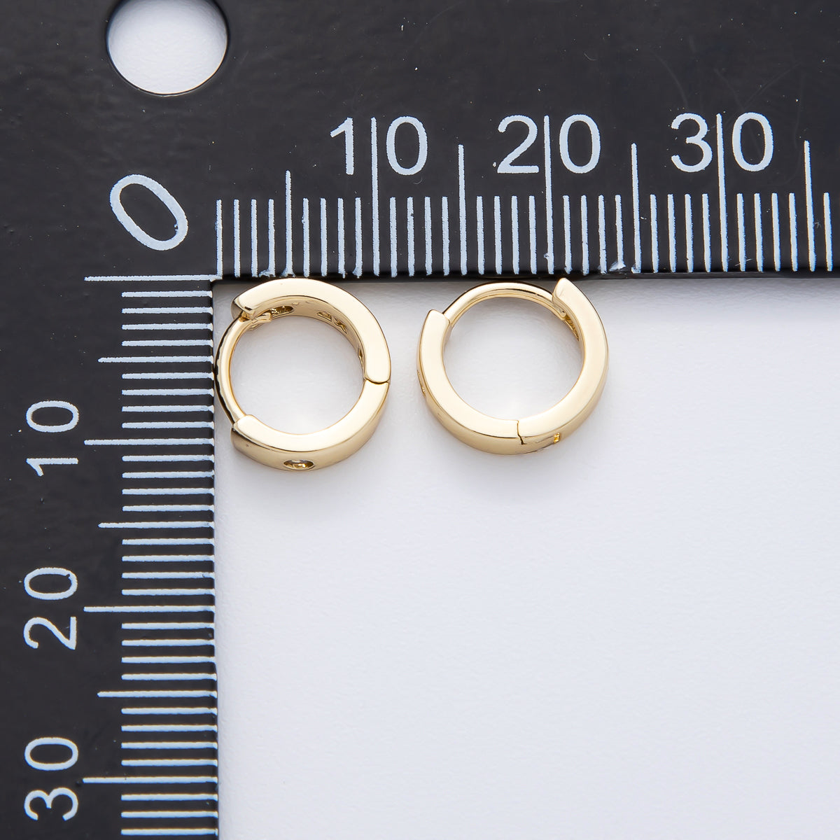 14K Gold Filled 10mm Clear CZ Round Minimalist Cartilage Huggie Earrings | AJ241