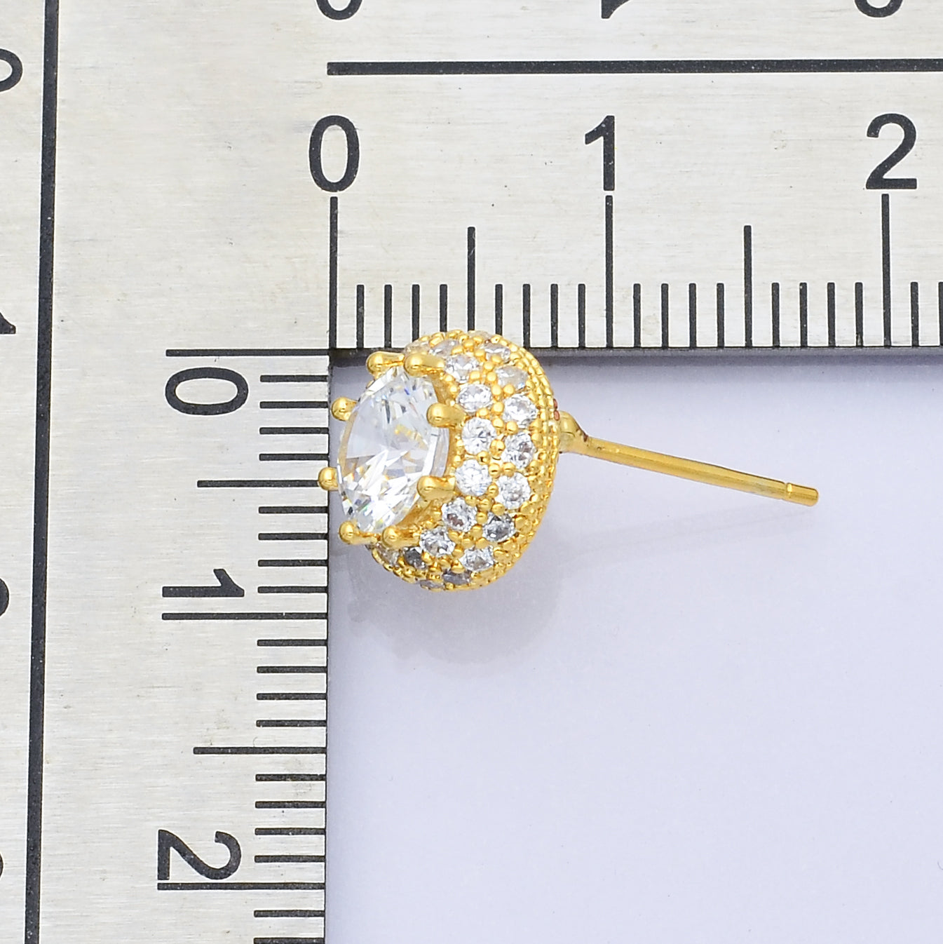 14K Gold Filled CZ Micro Paved Round Bezel Stud Earrings in Gold & Silver | V312