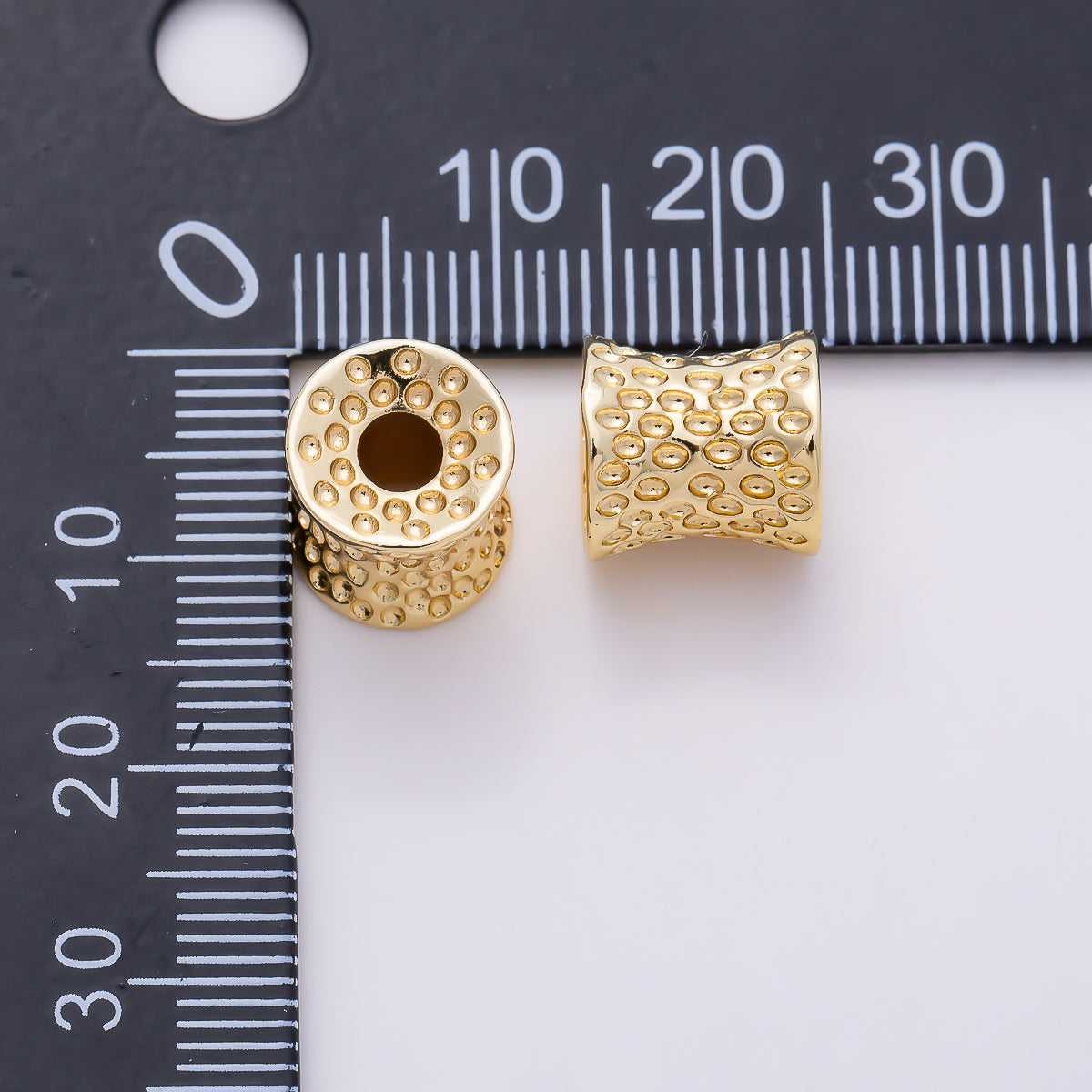 16K Gold Filled 10mm Concave Hammered Spacer Bead | Beads-00562