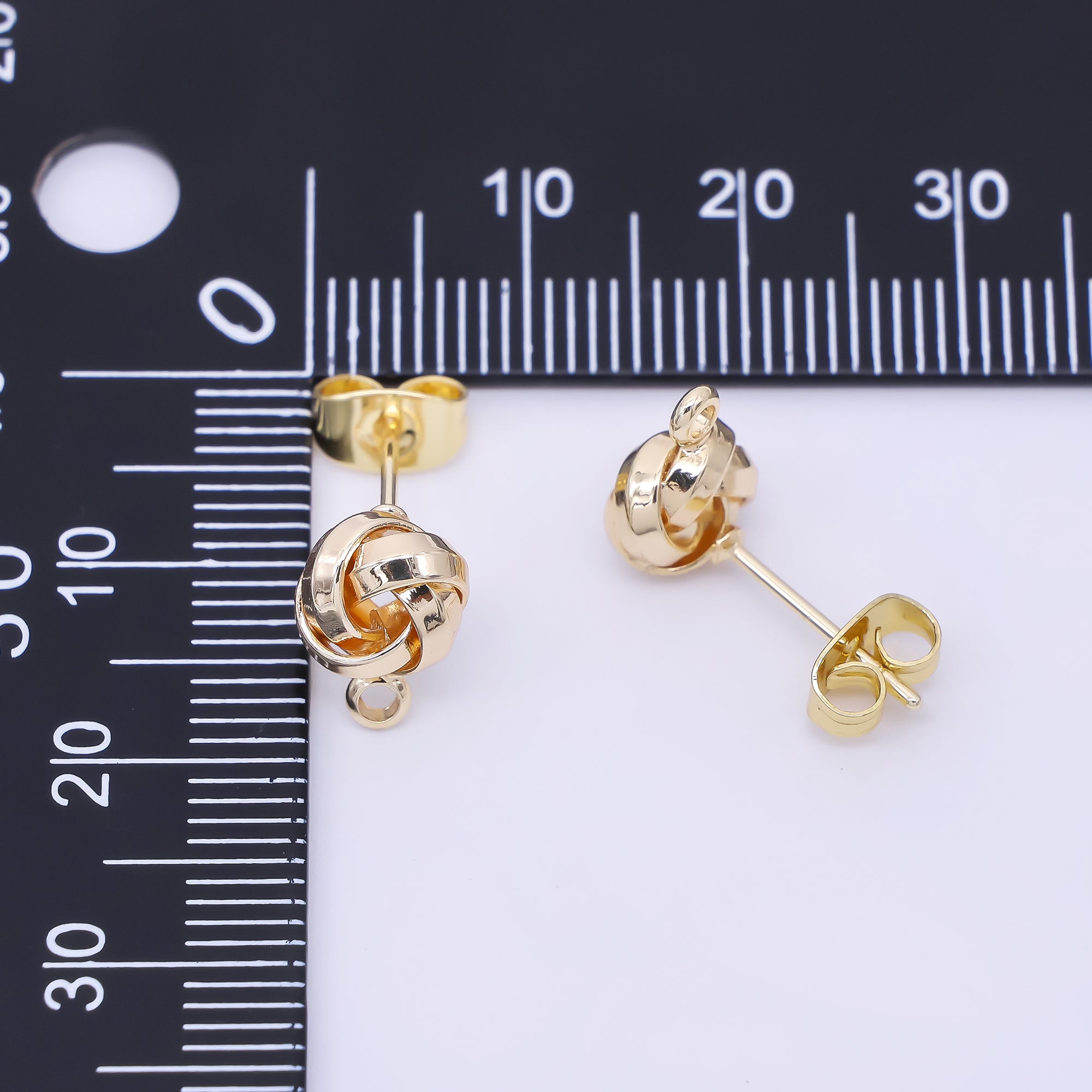 24K Gold Filled 10mm Twist & Knot Half-Earrings Open Loop Earring Findings | Z1325