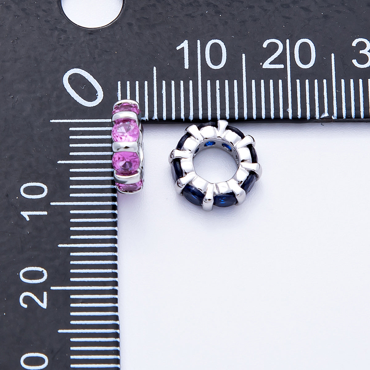 10.5mm Personalized Birthstone Micro Paved Round CZ Rondelle Spacer Set | Beads-00101 ~ Beads-00112